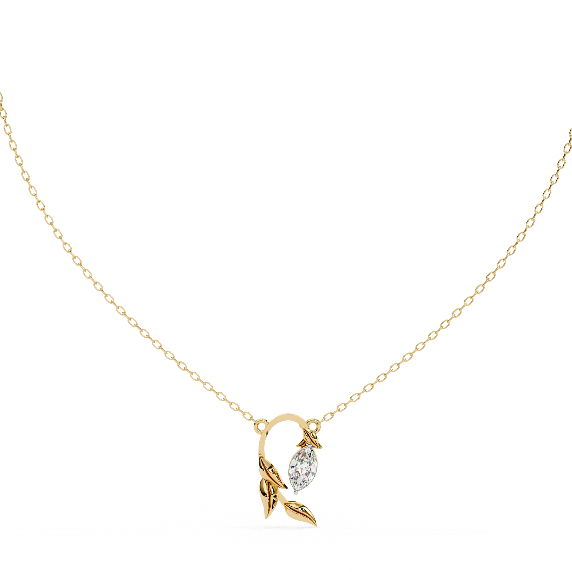 Marquise Shape 0.47ct EF/VS Lab-Grown Diamond Leafy Pendant Necklace