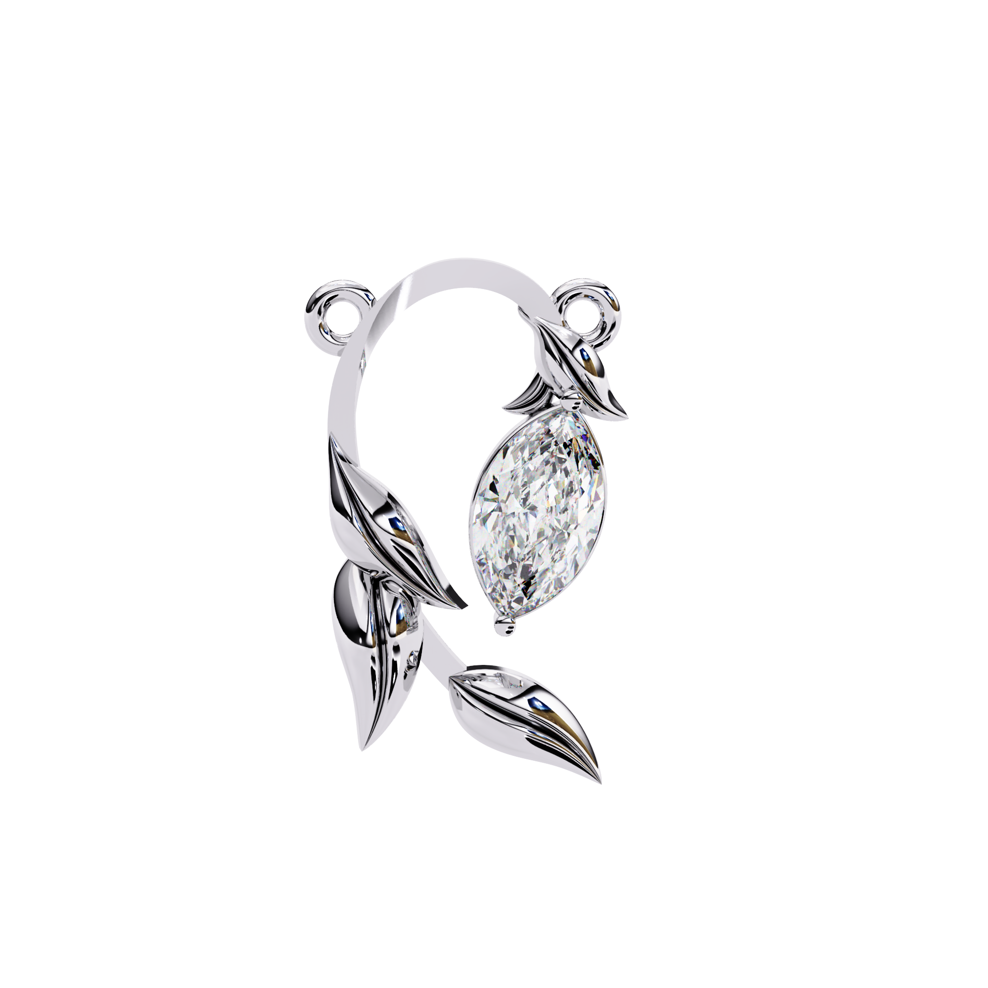 Solitairekart 0.47ct Leaf Bud Natural Diamond Pendant-HI Color, VS-SI Clarity