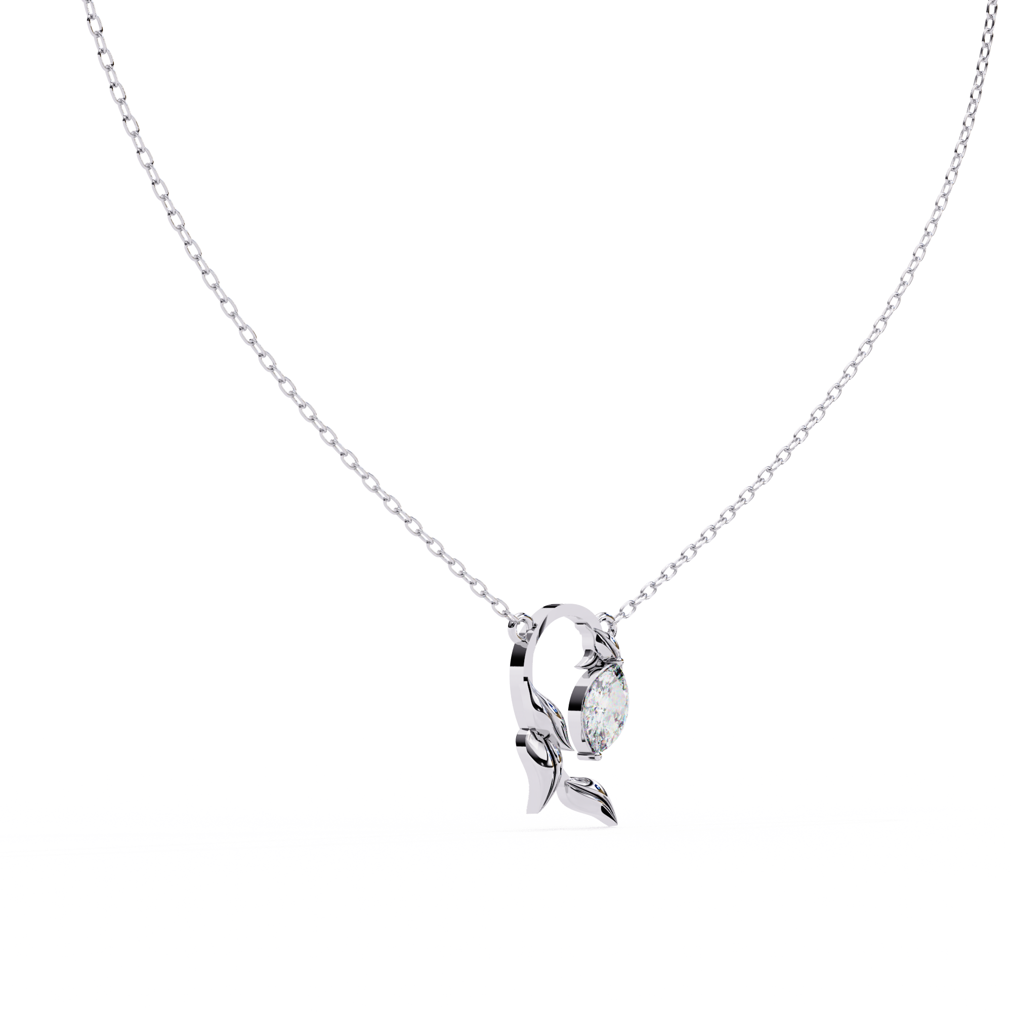 Marquise Shape 0.47ct EF/VS Lab-Grown Diamond Leafy Pendant Necklace