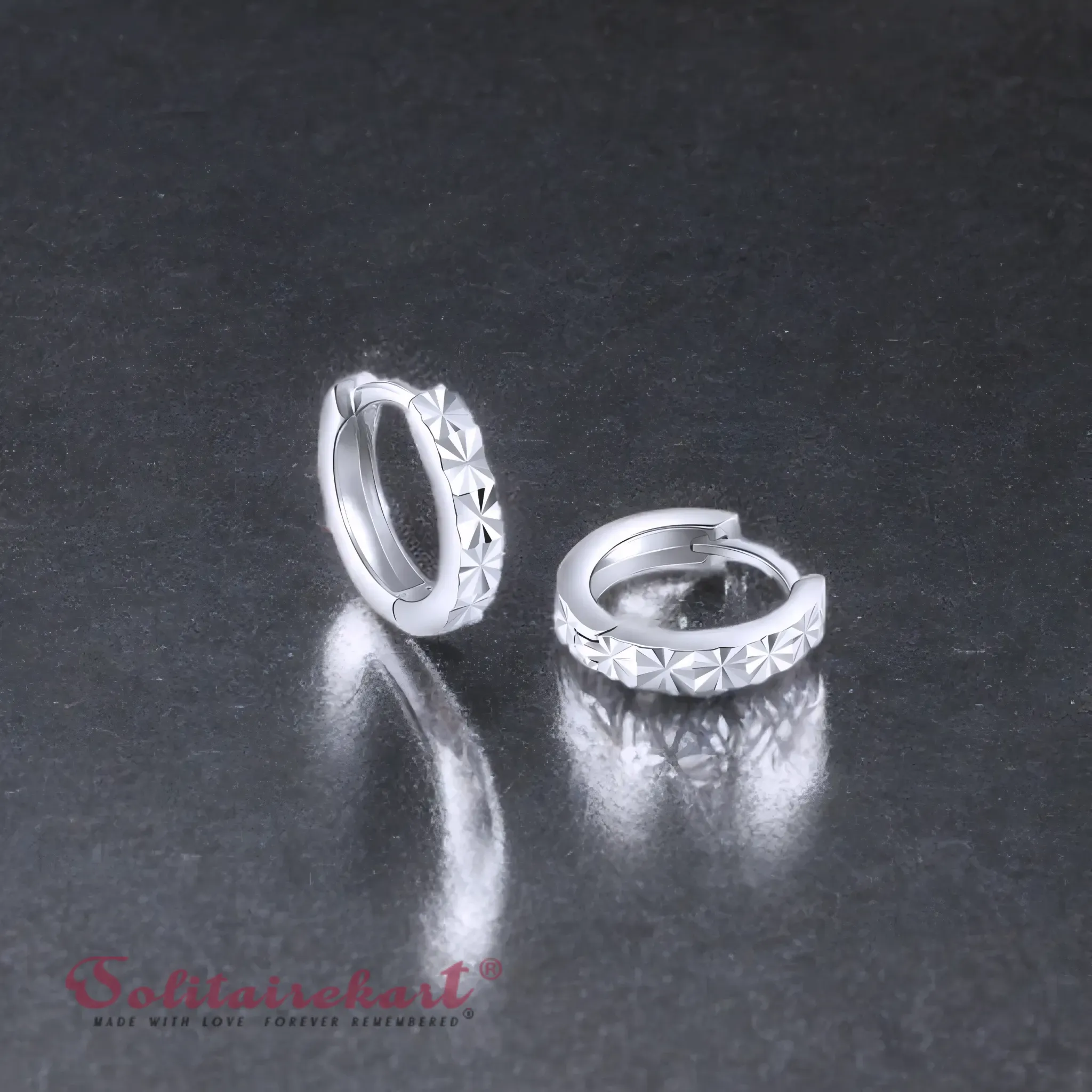 Solitairekart 2.81 Gram Geometric Textured Hoop Earrings