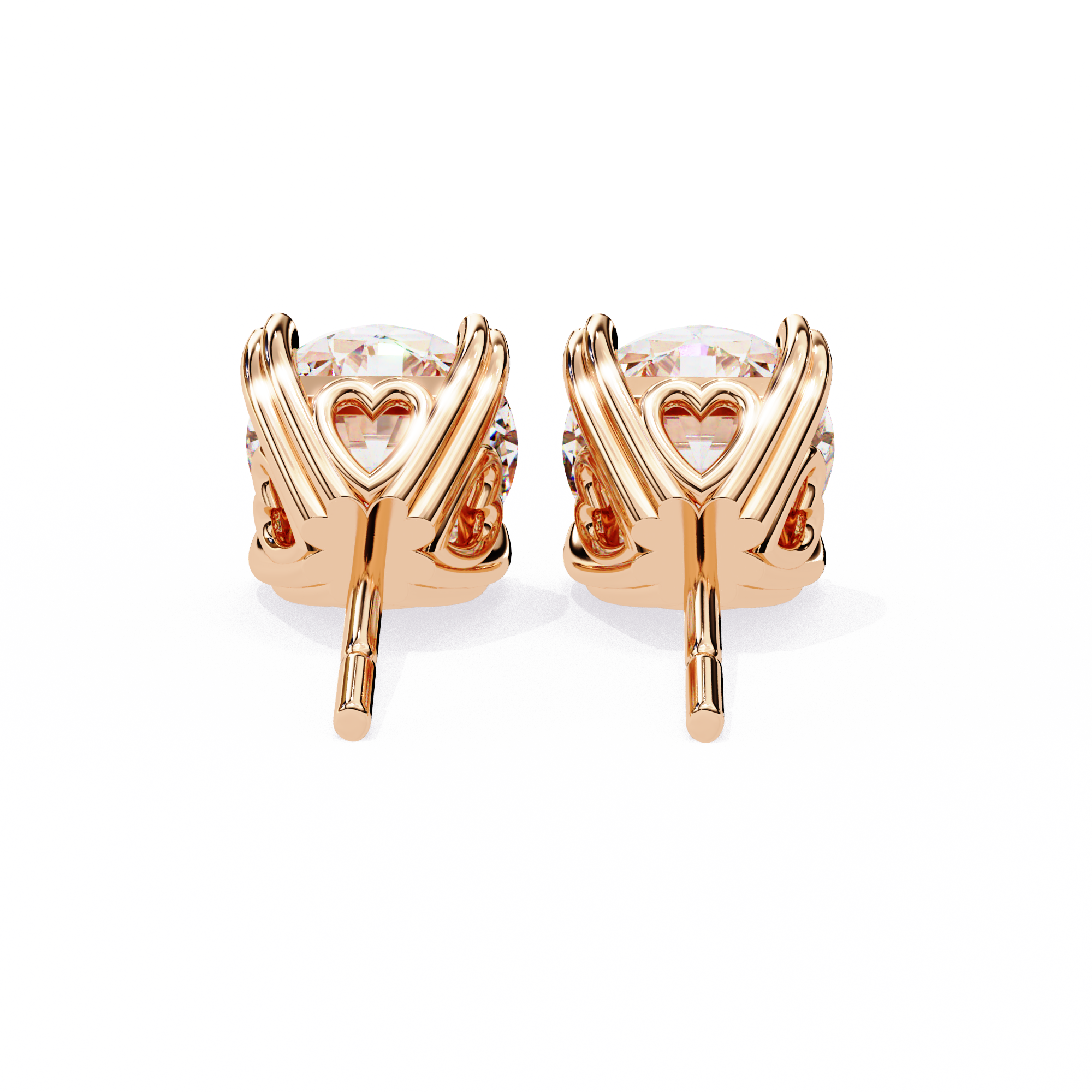 Luxury 2.57 Carat Round Natural Diamond Solitaire Studs