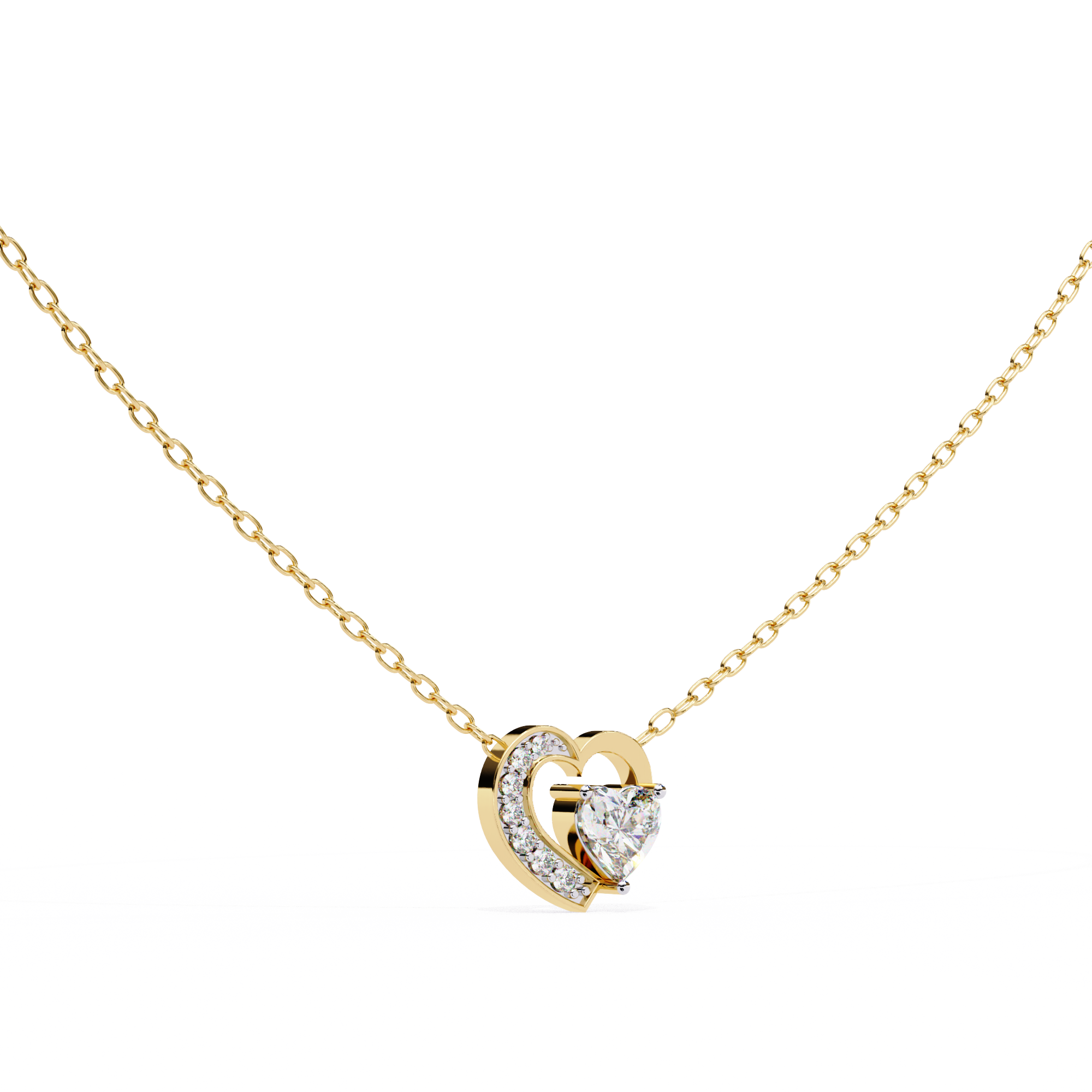 Elegant 0.87ct EF/VS Heart and Round Shape Lab Diamond Pendant Necklace