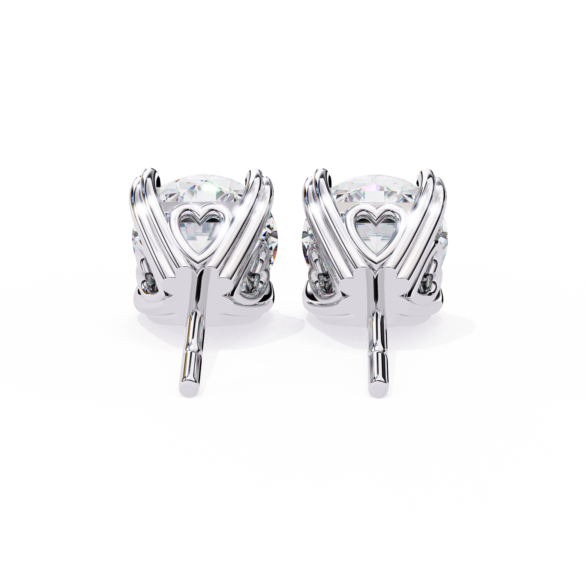 Luxury 2.57 Carat Round Natural Diamond Solitaire Studs