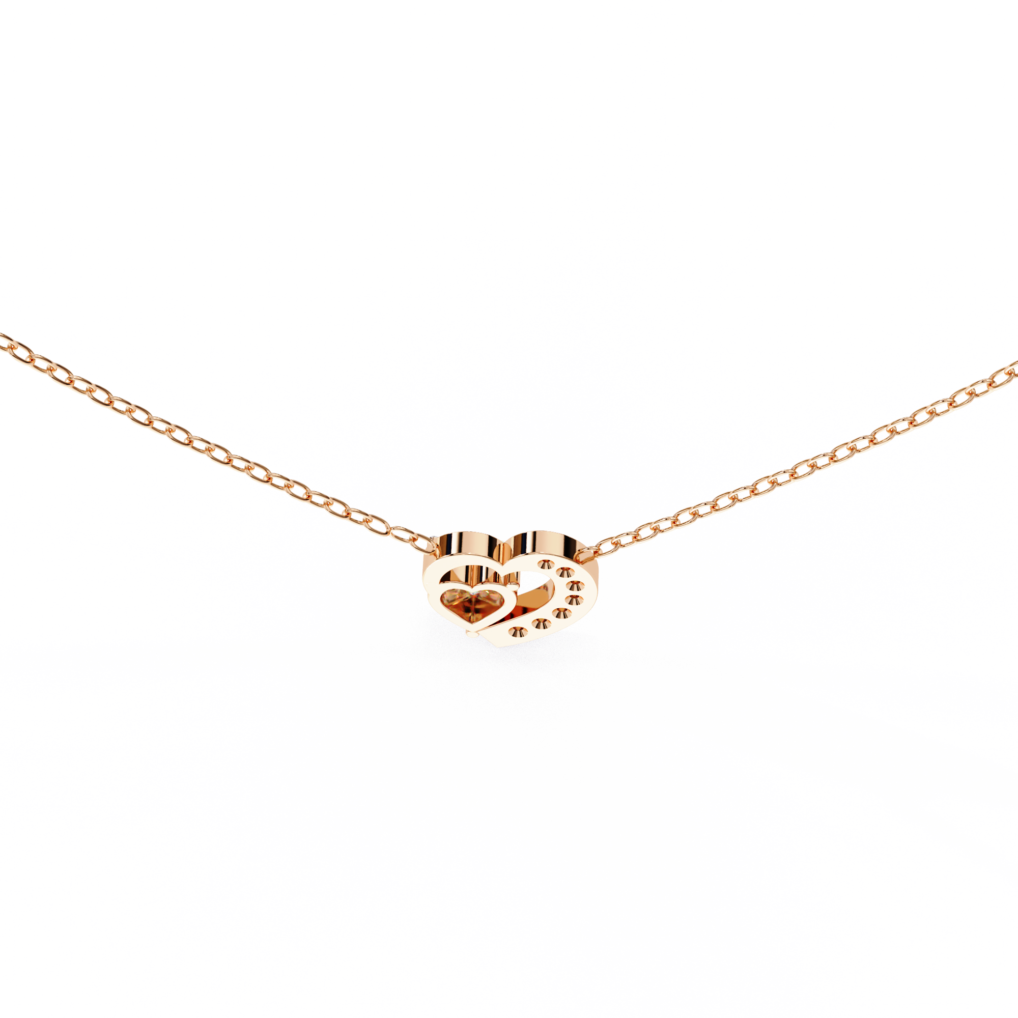 Elegant 0.87ct EF/VS Heart and Round Shape Lab Diamond Pendant Necklace