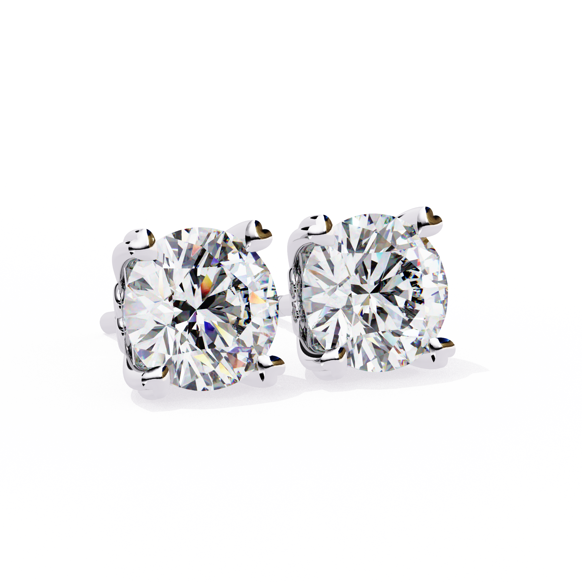 Luxury 2.57 Carat Round Natural Diamond Solitaire Studs