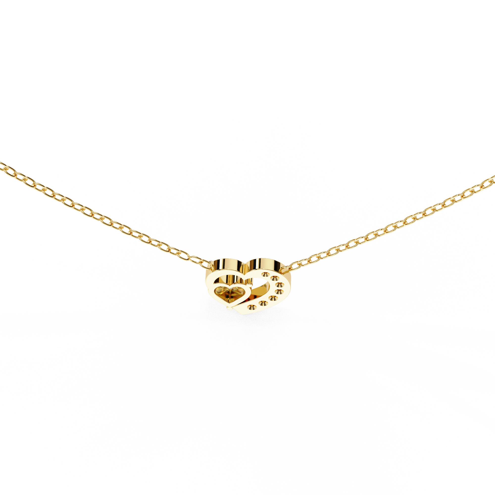 Elegant 0.87ct EF/VS Heart and Round Shape Lab Diamond Pendant Necklace