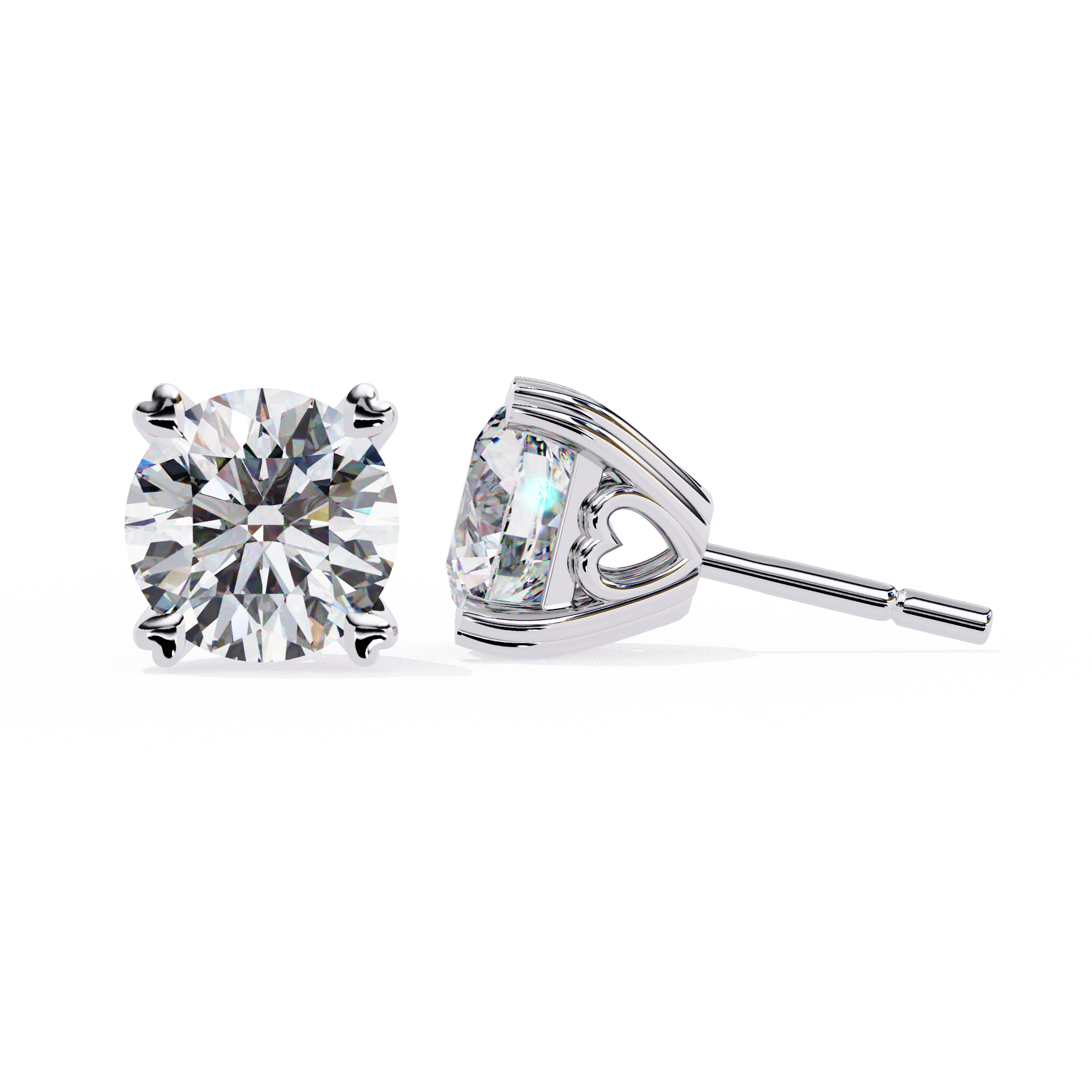 Luxury 2.57 Carat Round Natural Diamond Solitaire Studs