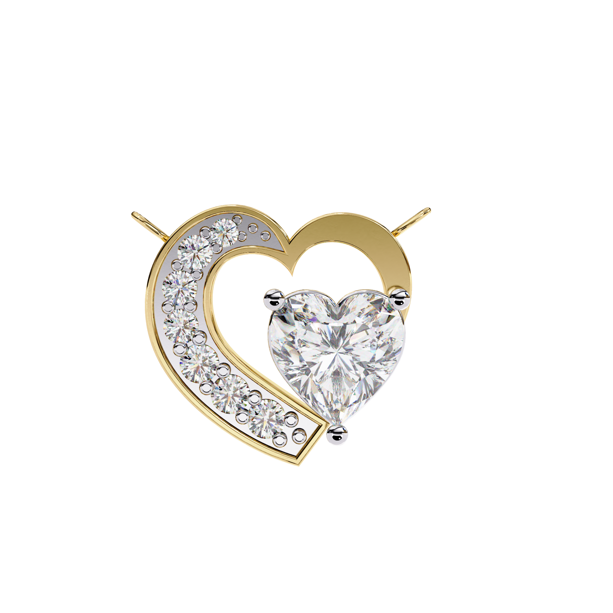 Elegant 0.87ct EF/VS Heart and Round Shape Lab Diamond Pendant Necklace