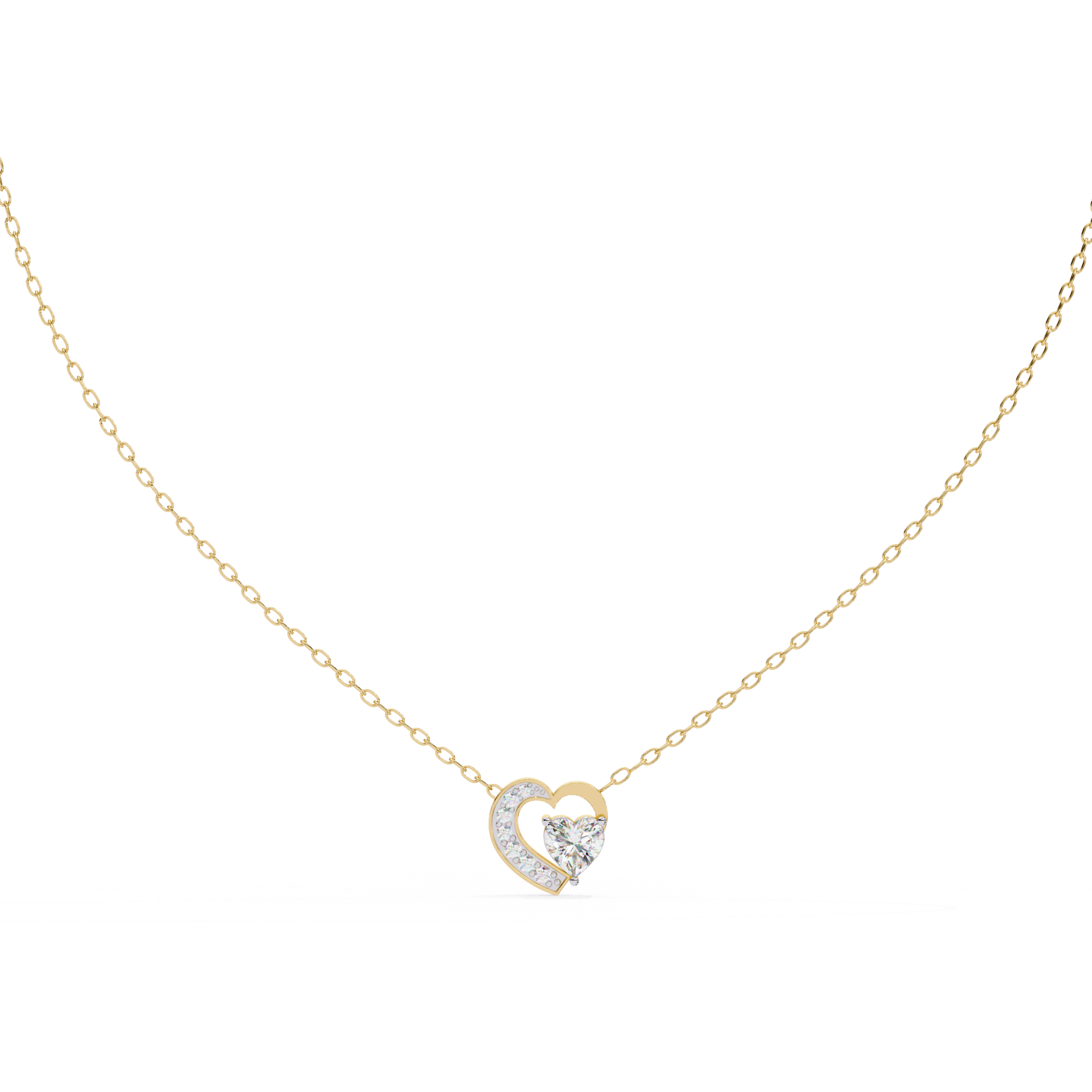 Elegant 0.87ct EF/VS Heart and Round Shape Lab Diamond Pendant Necklace