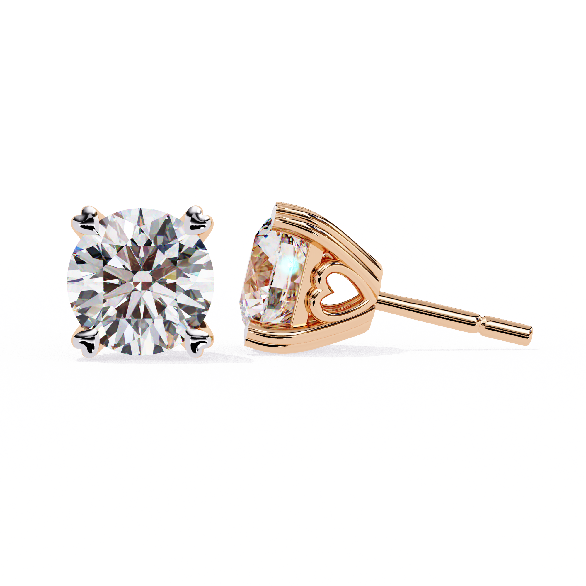 Luxury 2.57 Carat Round Natural Diamond Solitaire Studs
