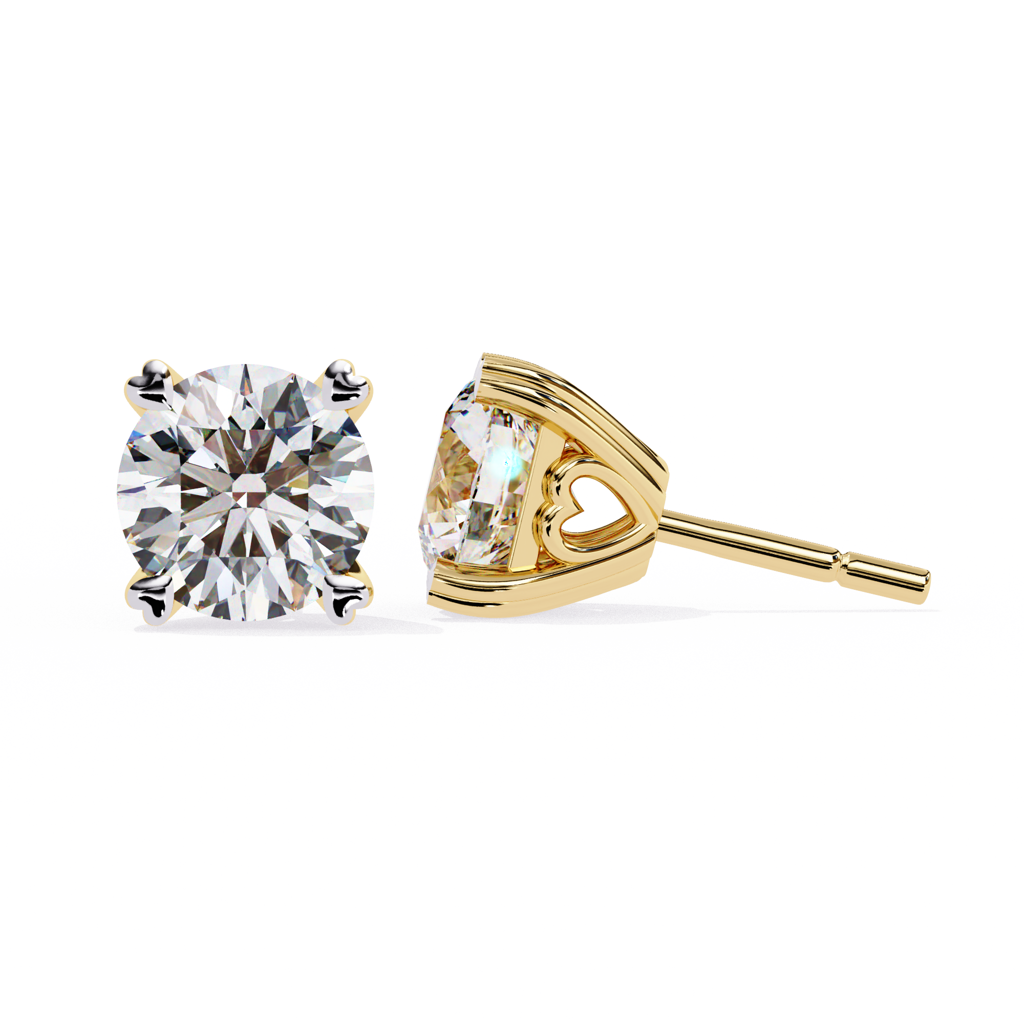 Luxury 2.57 Carat Round Natural Diamond Solitaire Studs