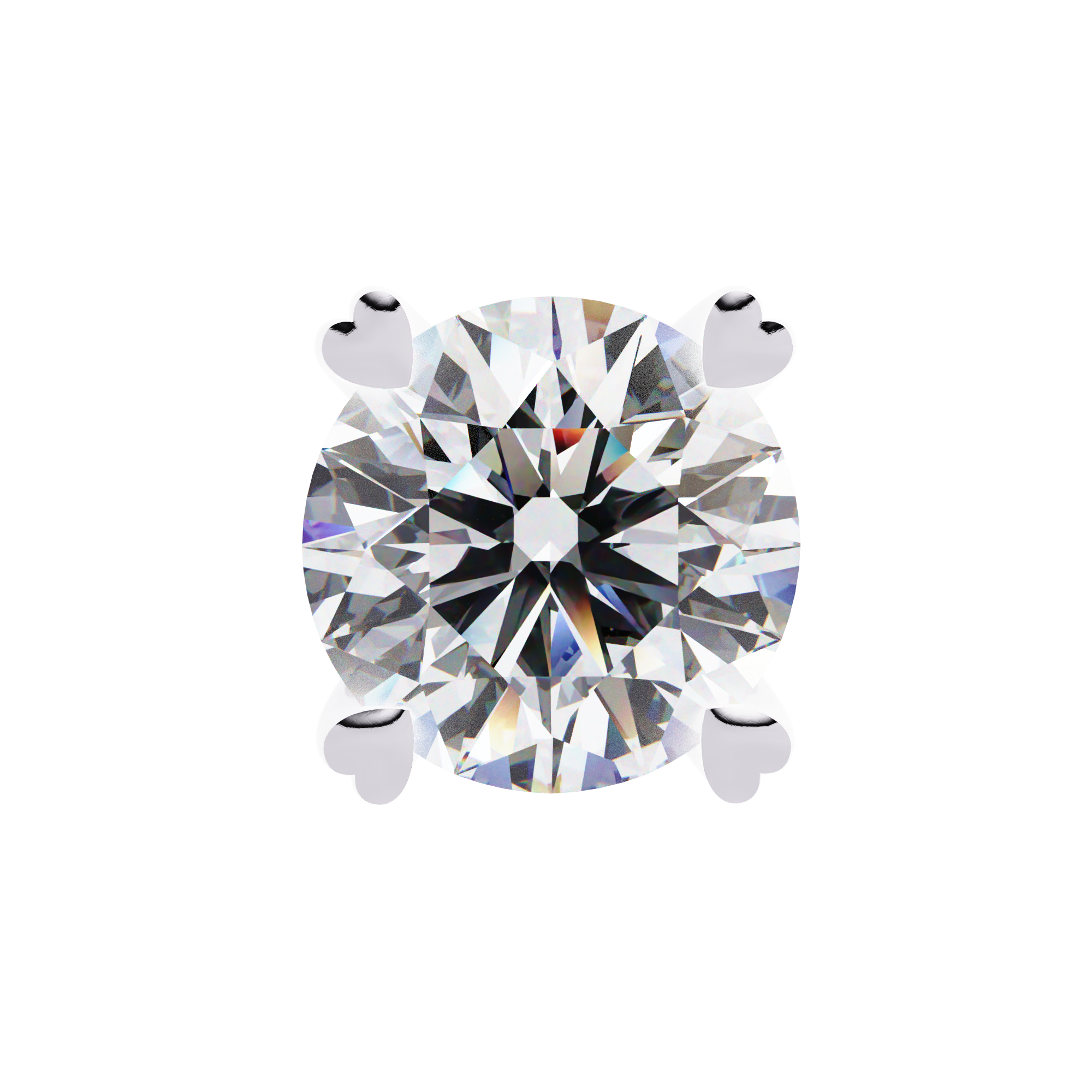 Luxury 2.57 Carat Round Natural Diamond Solitaire Studs