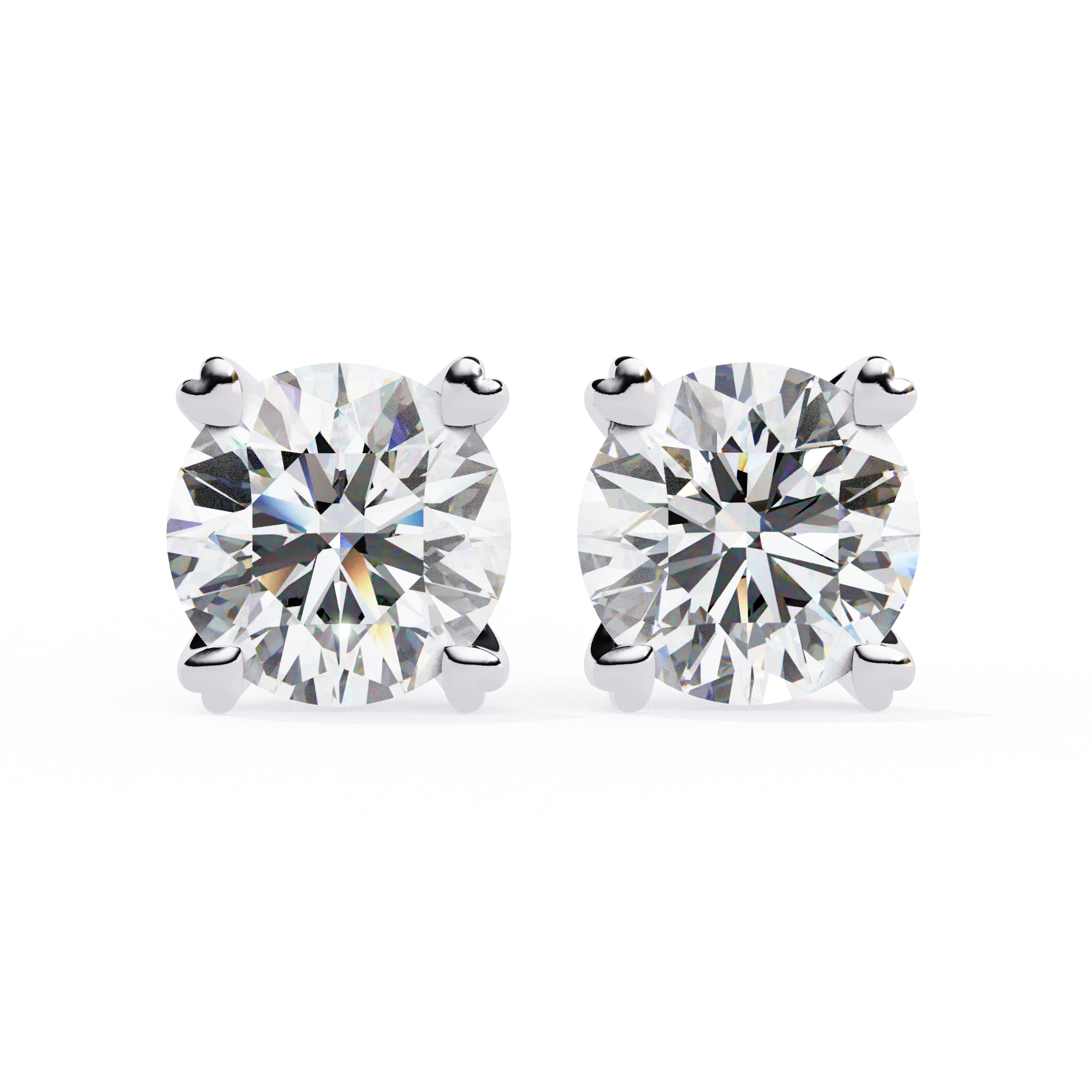 Luxury 2.57 Carat Round Natural Diamond Solitaire Studs