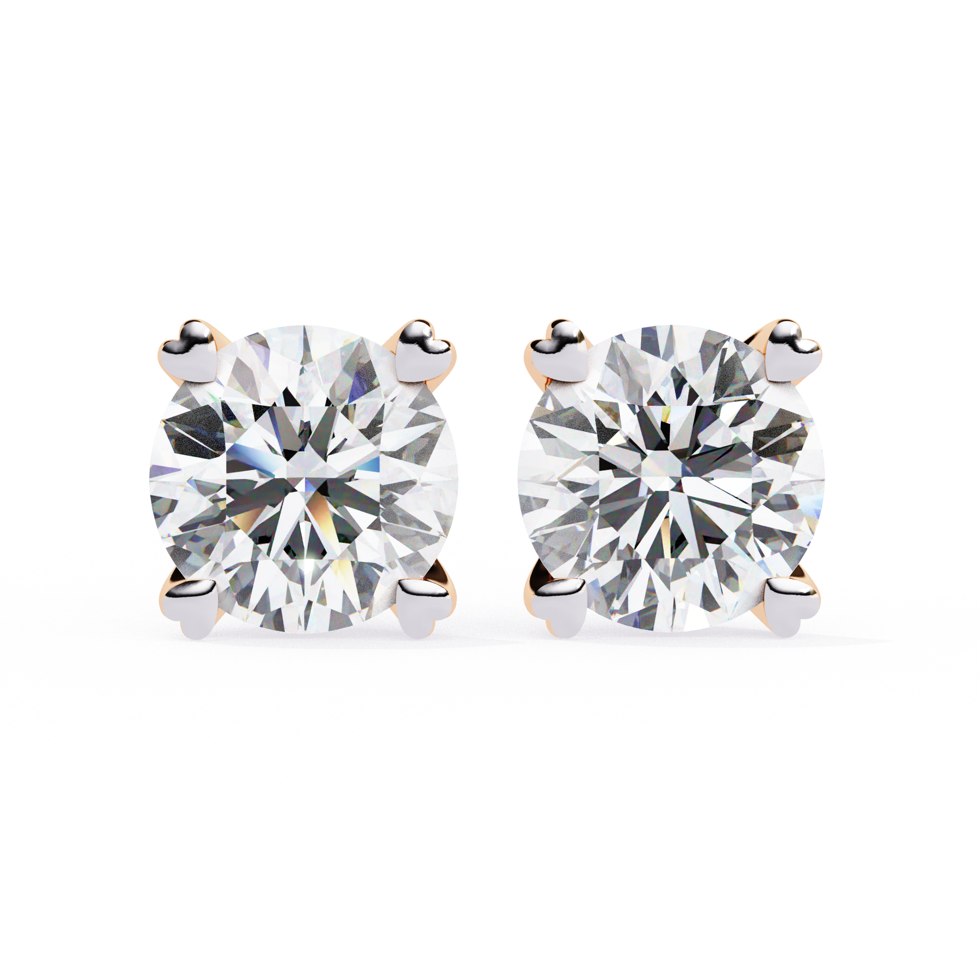 Luxury 2.57 Carat Round Natural Diamond Solitaire Studs