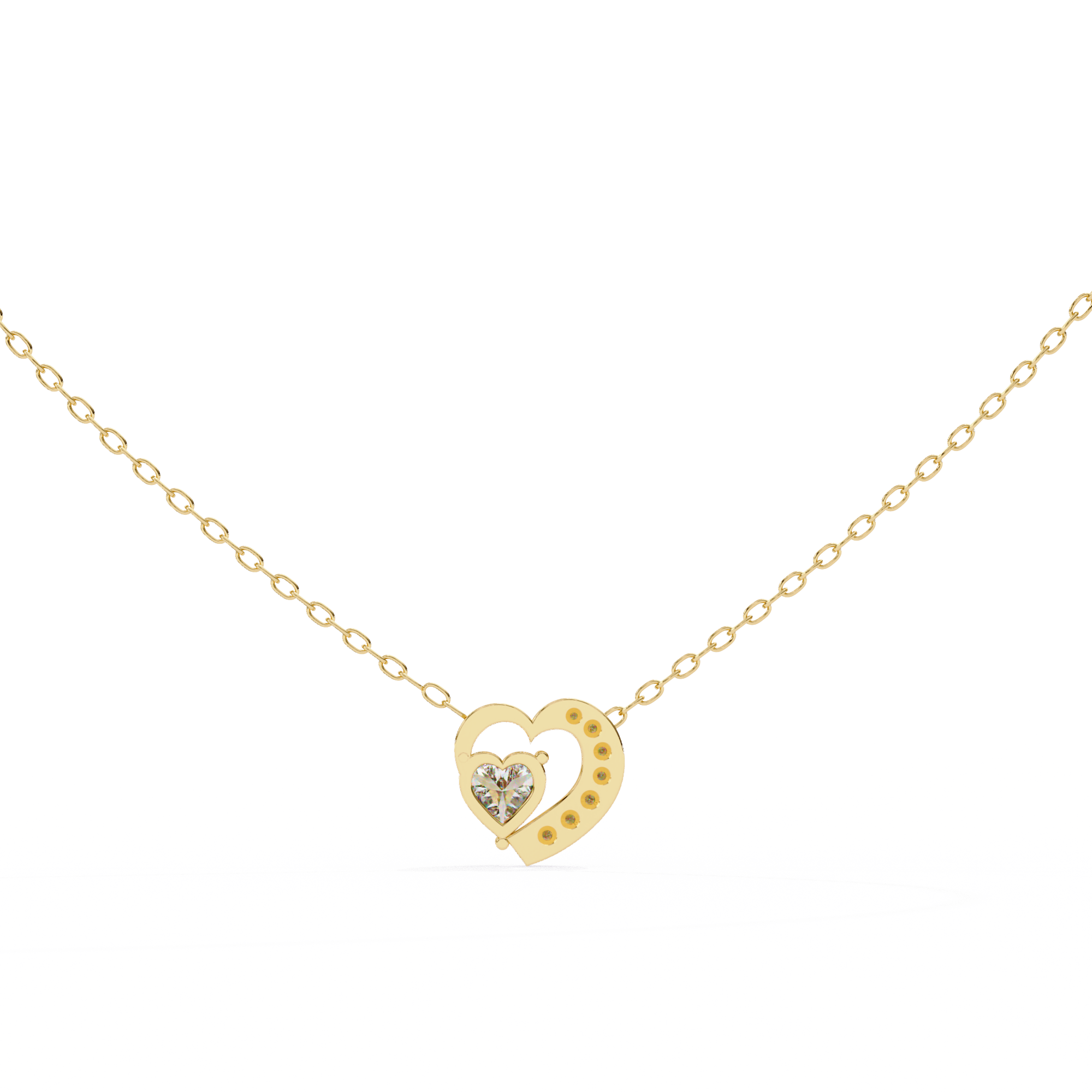 Elegant 0.87ct EF/VS Heart and Round Shape Lab Diamond Pendant Necklace