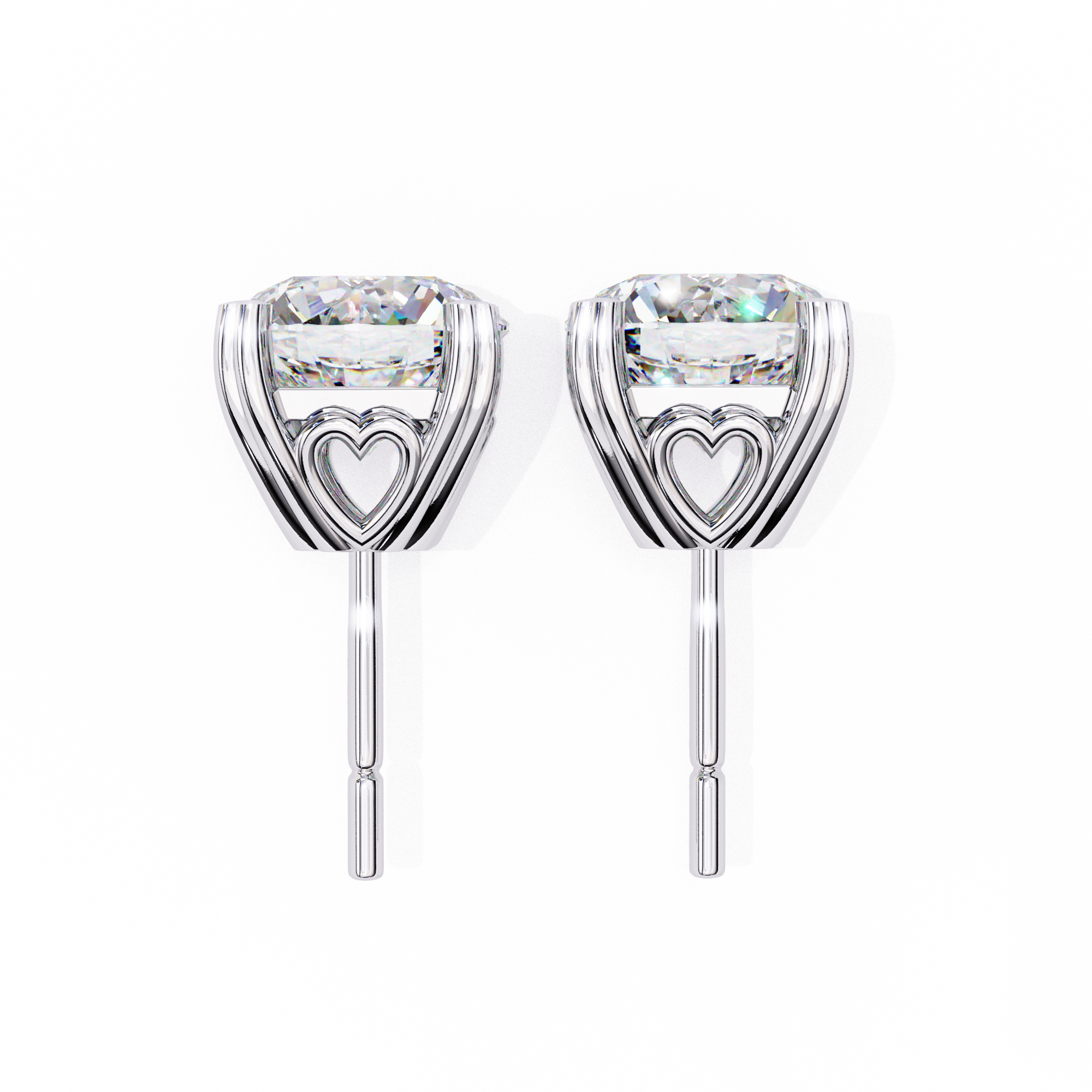 Luxury 2.57 Carat Round Natural Diamond Solitaire Studs.