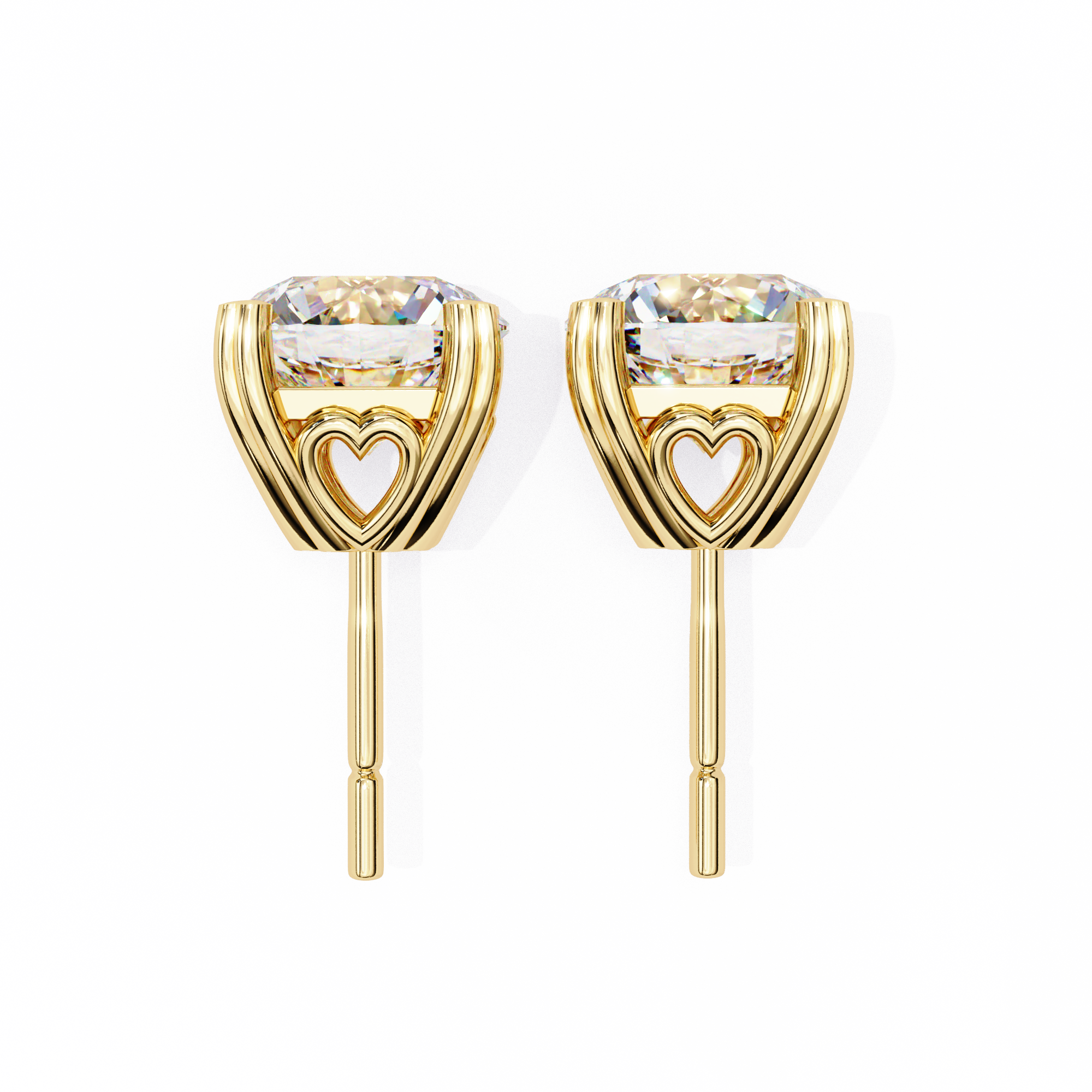 Luxury 2.57 Carat Round Natural Diamond Solitaire Studs
