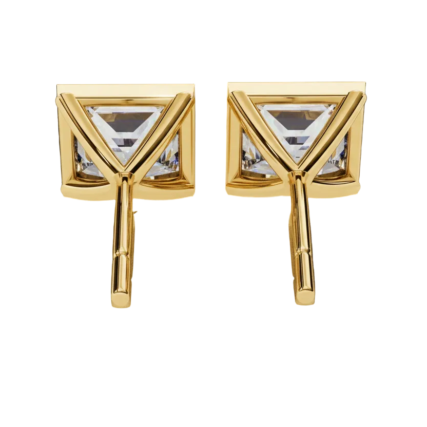 Modern Majesty: 1.77 Carat Princess Cut Bezel Set Lab Grown Diamond Stud Earrings