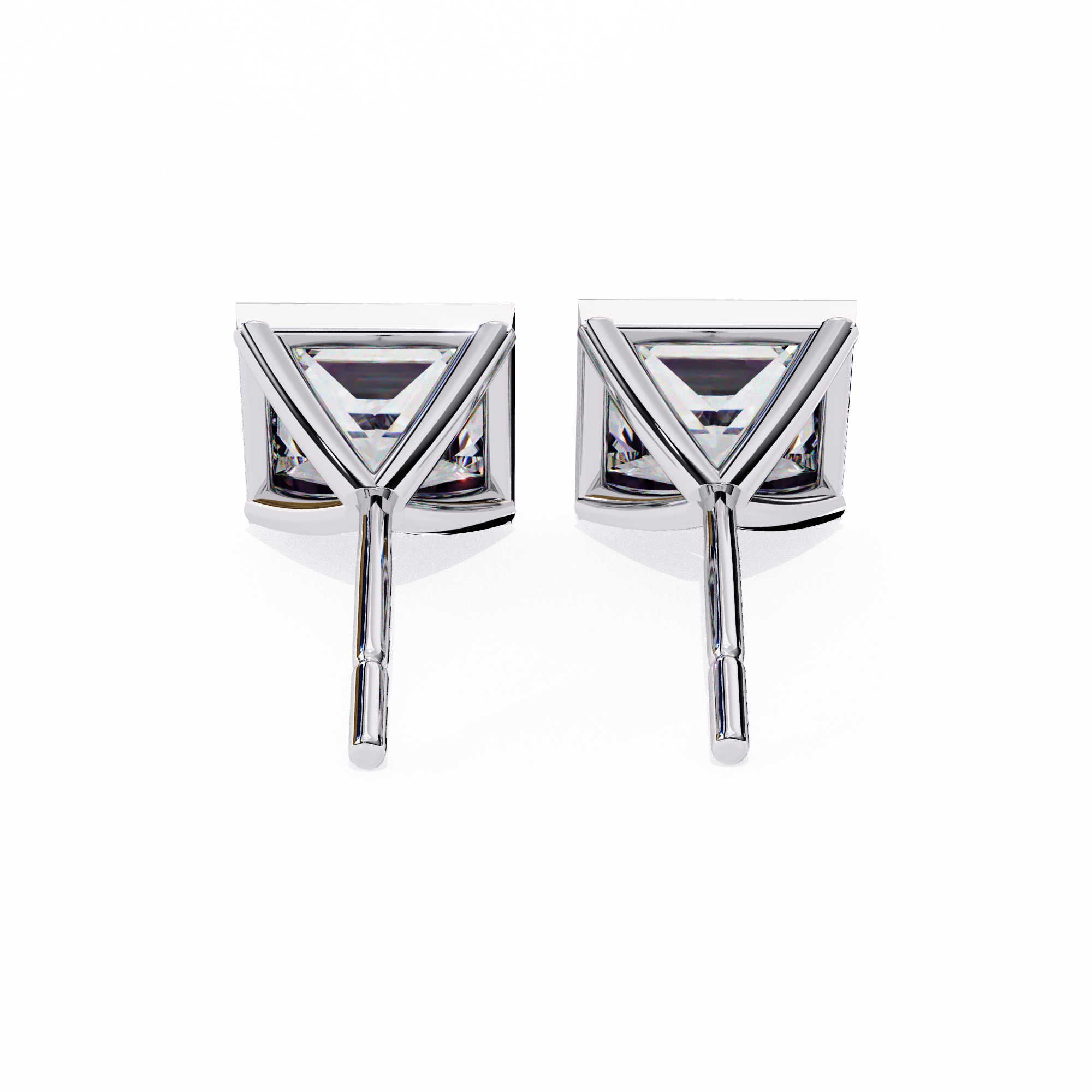 Modern Majesty: 1.77 Carat Princess Cut Bezel Set Lab Grown Diamond Stud Earrings