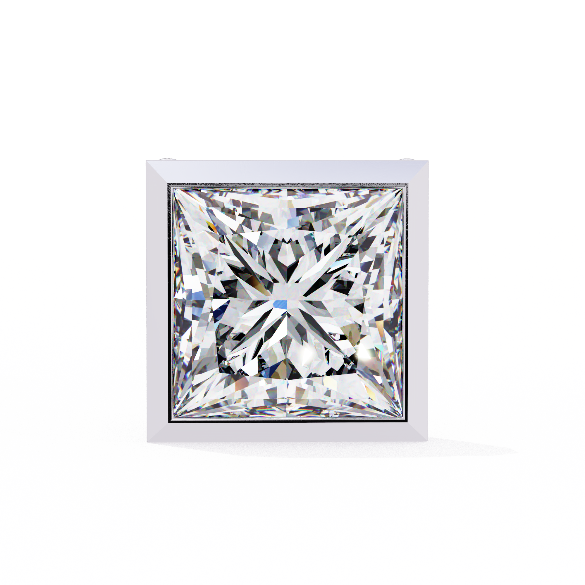 1.77ct Princess Cut Diamond Studs in Bezel Set – H VS1