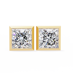 Solitairekart 1.77ct Princess Bezel Set Natural Diamond Stud Earrings-H Color, VS1 Clarity