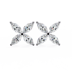 Solitairekart 0.88ct Marquise Four Stone Natural Diamond Stud Earrings-HI Color, VS-SI Clarity