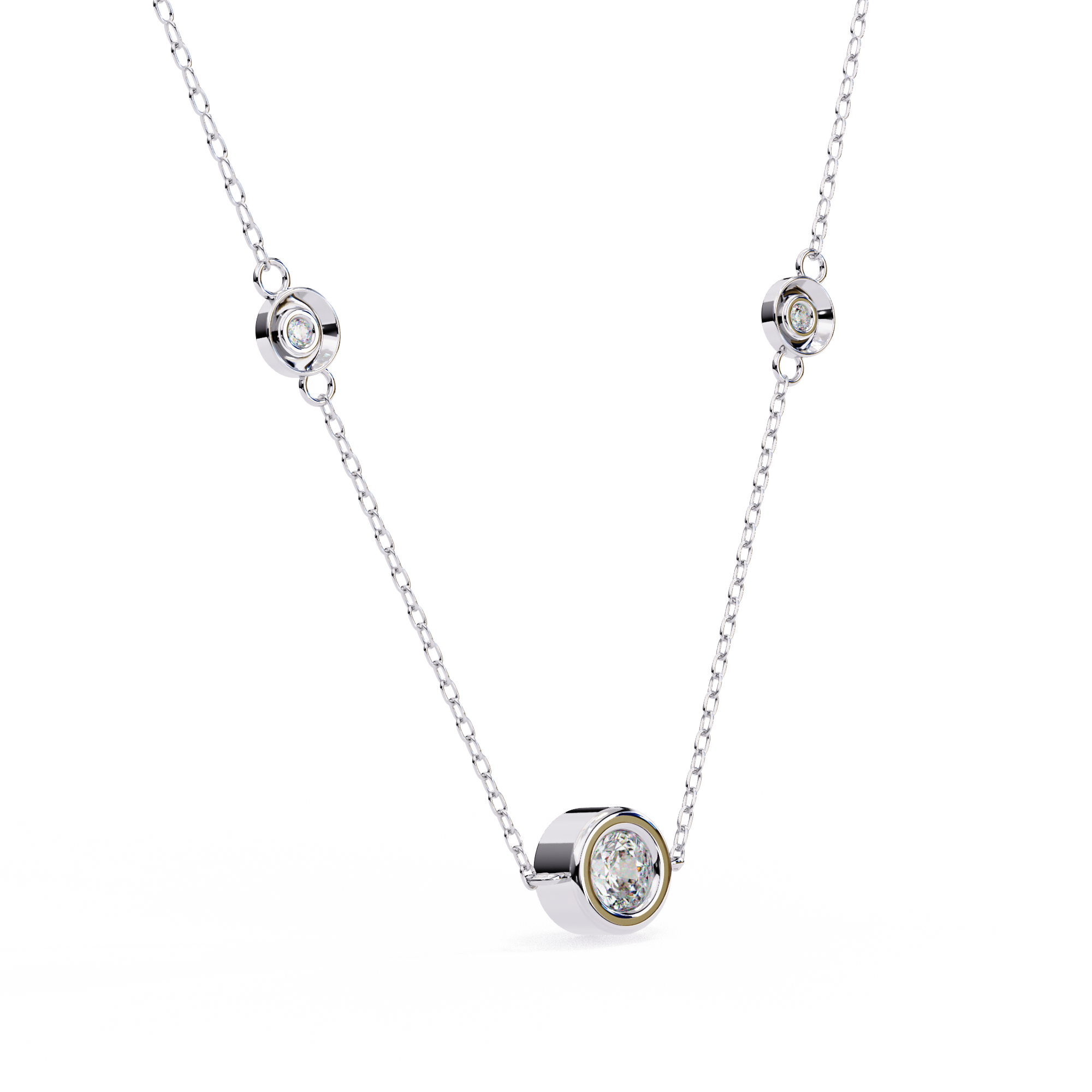 Round Shape 0.07ct EF/VS Lab-Grown Diamond Bezel-Set Pendant Necklace