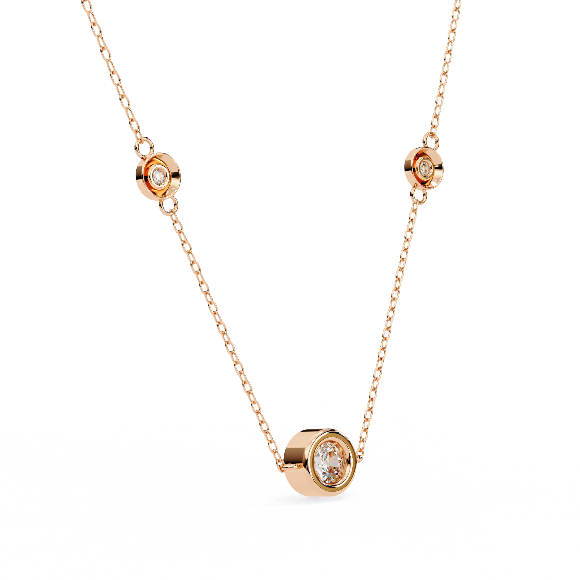 Round Shape 0.07ct EF/VS Lab-Grown Diamond Bezel-Set Pendant Necklace