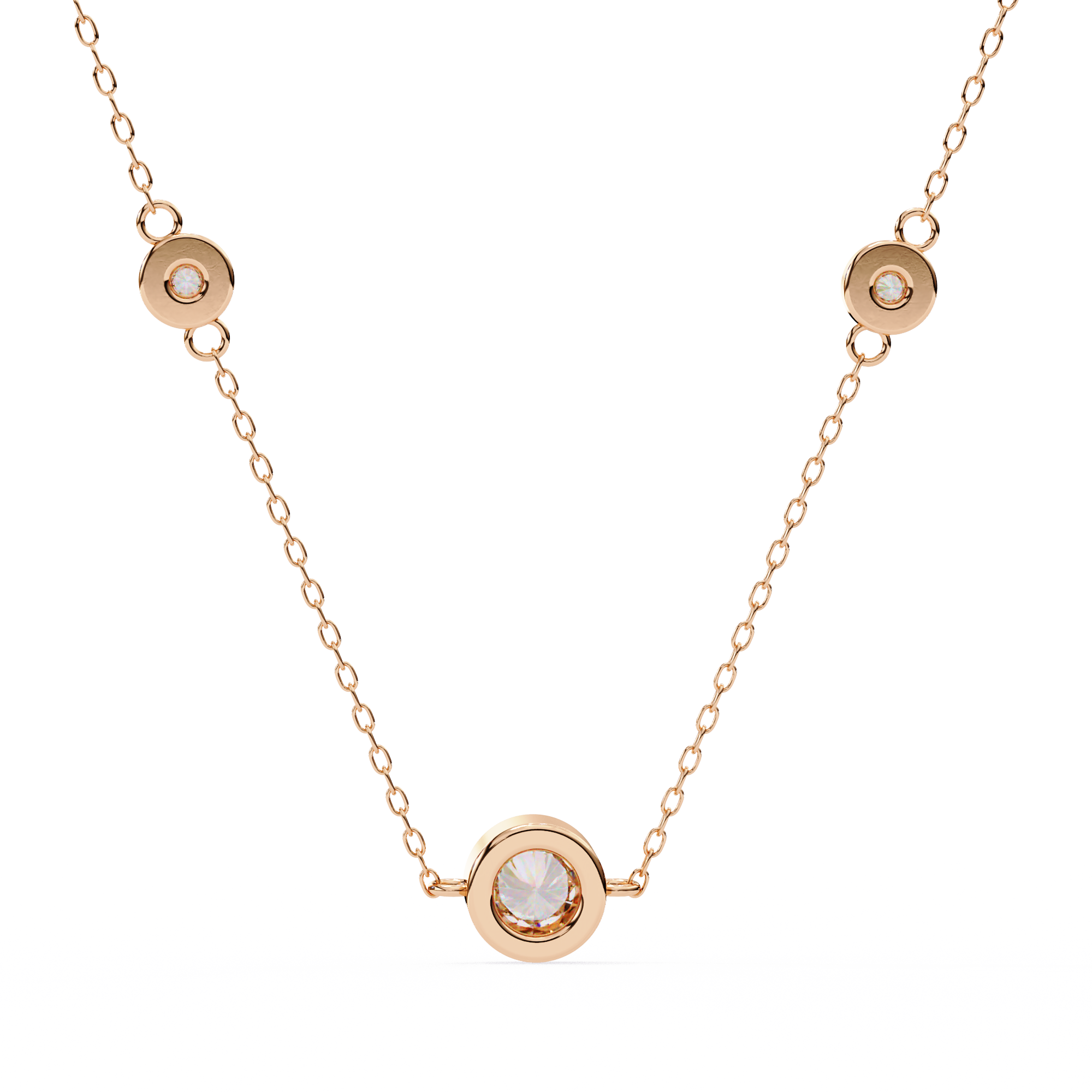 Round Shape 0.07ct EF/VS Lab-Grown Diamond Bezel-Set Pendant Necklace