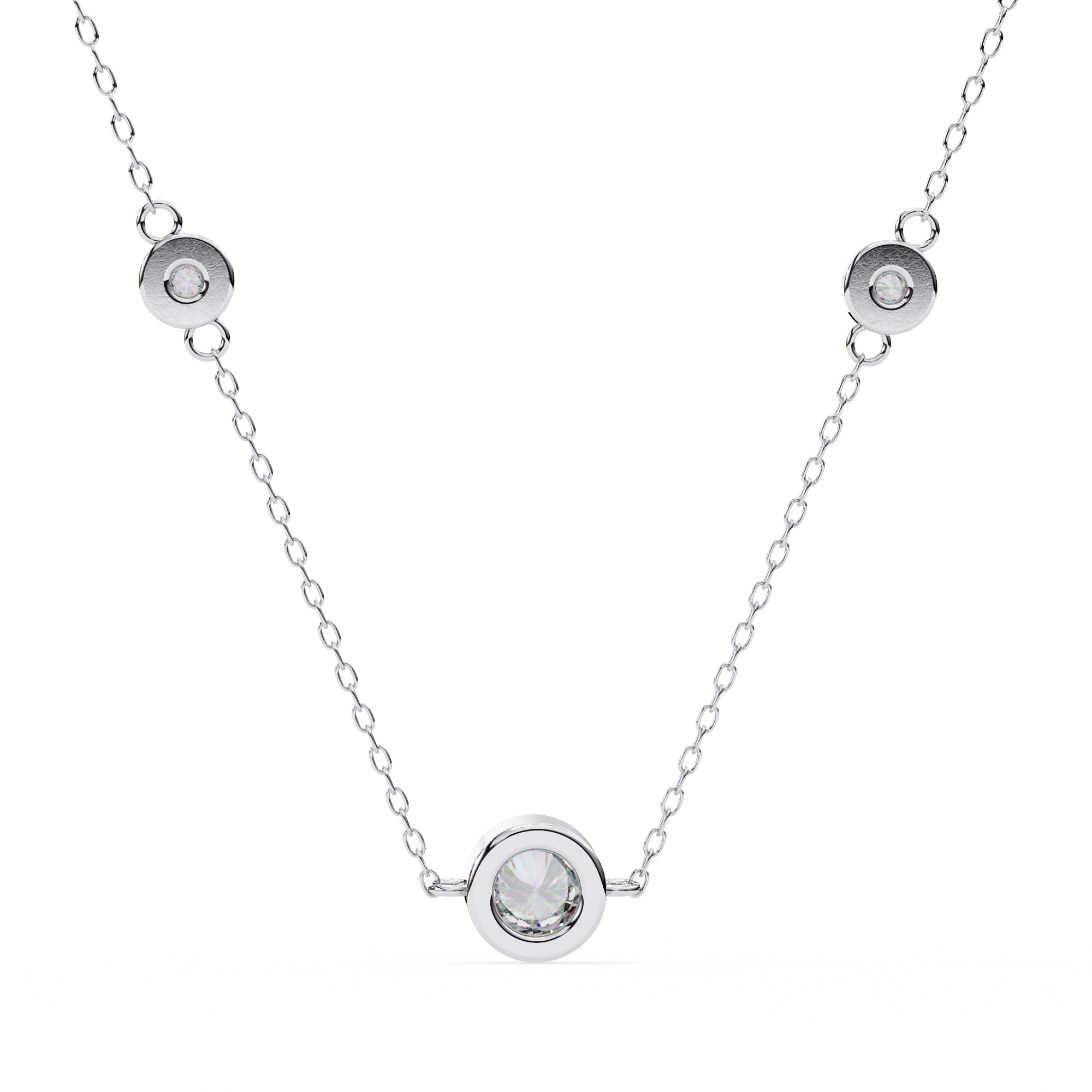 Round Shape 0.07ct EF/VS Lab-Grown Diamond Bezel-Set Pendant Necklace