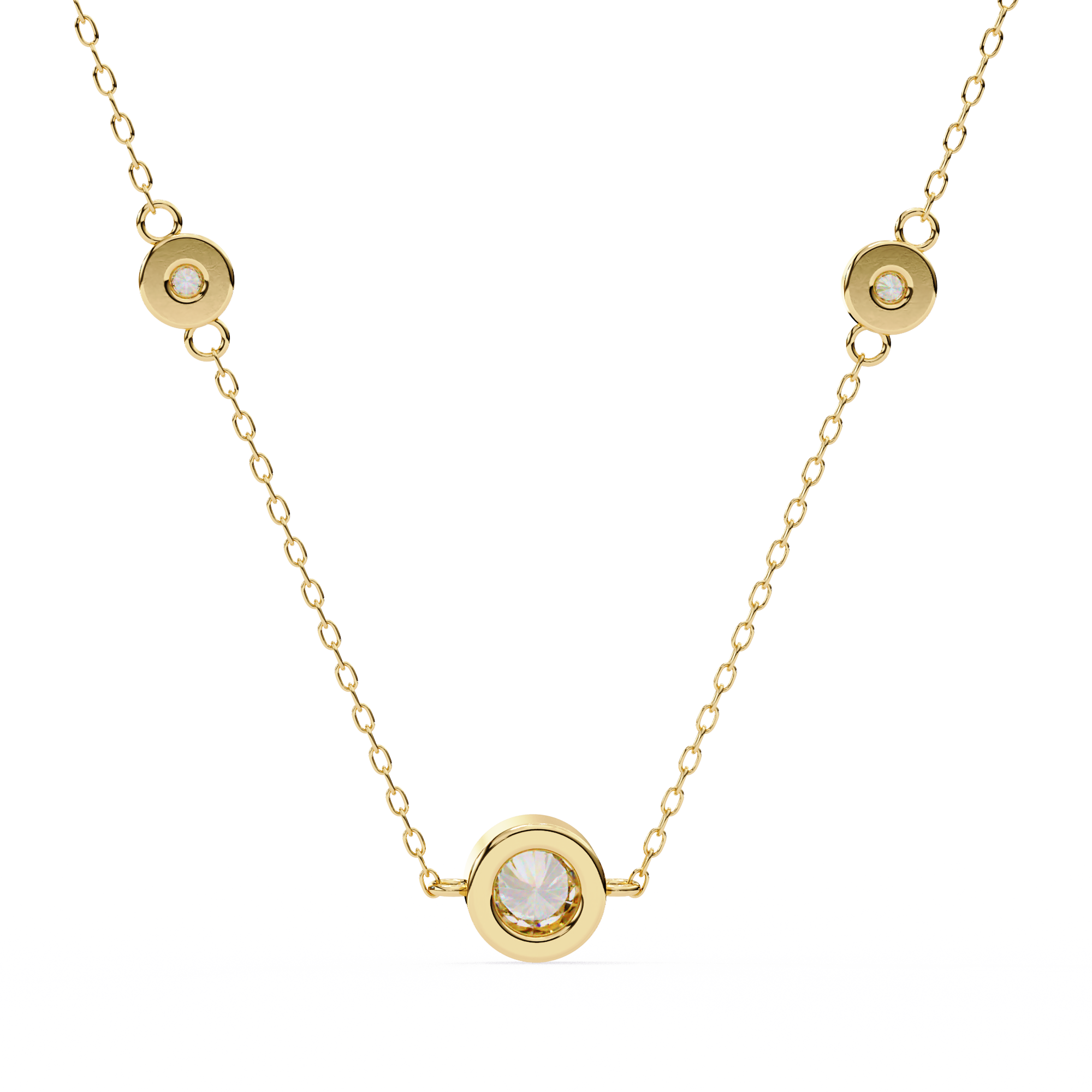 Round Shape 0.07ct EF/VS Lab-Grown Diamond Bezel-Set Pendant Necklace