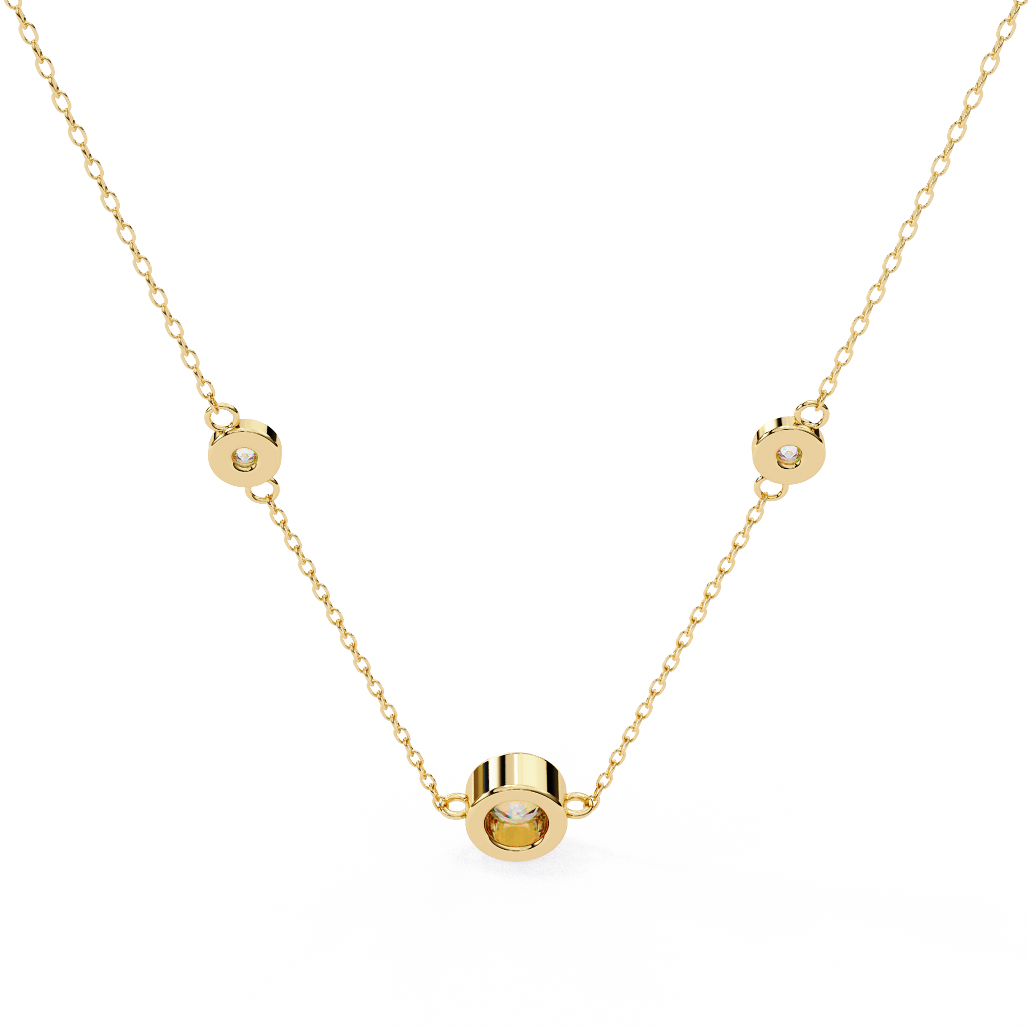 Round Shape 0.07ct EF/VS Lab-Grown Diamond Bezel-Set Pendant Necklace