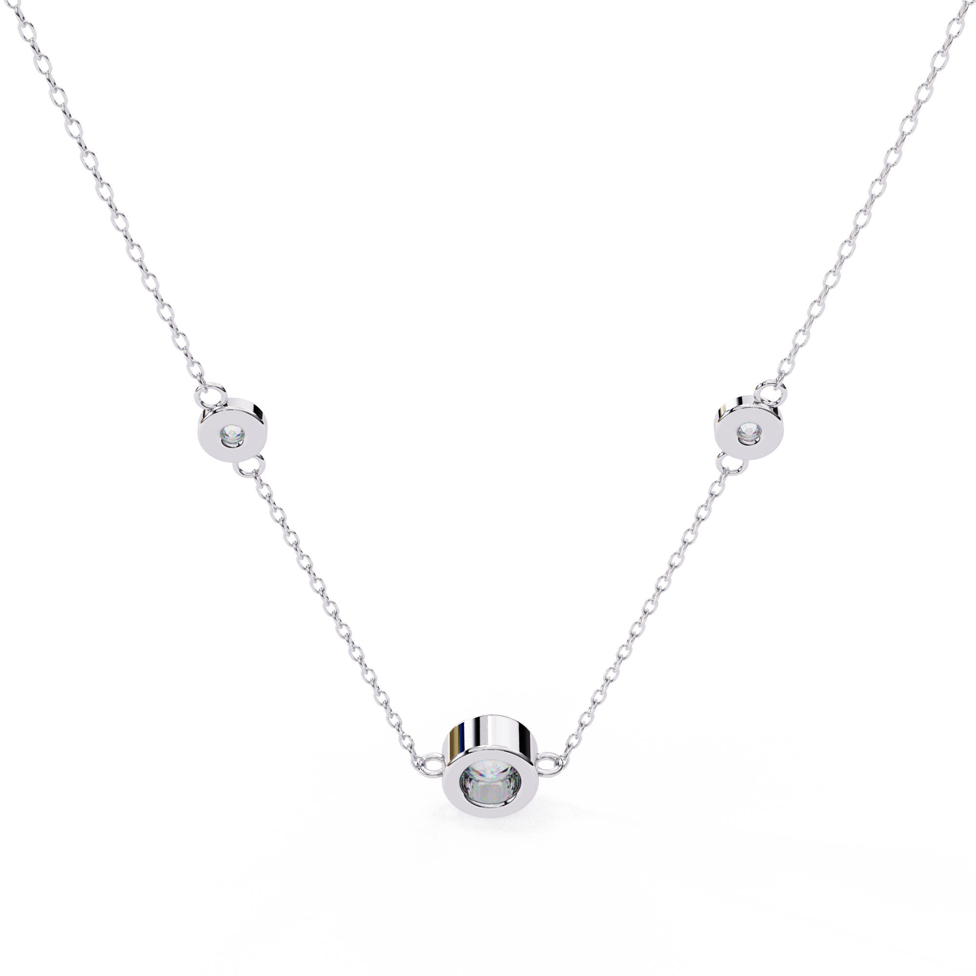 Round Shape 0.07ct EF/VS Lab-Grown Diamond Bezel-Set Pendant Necklace