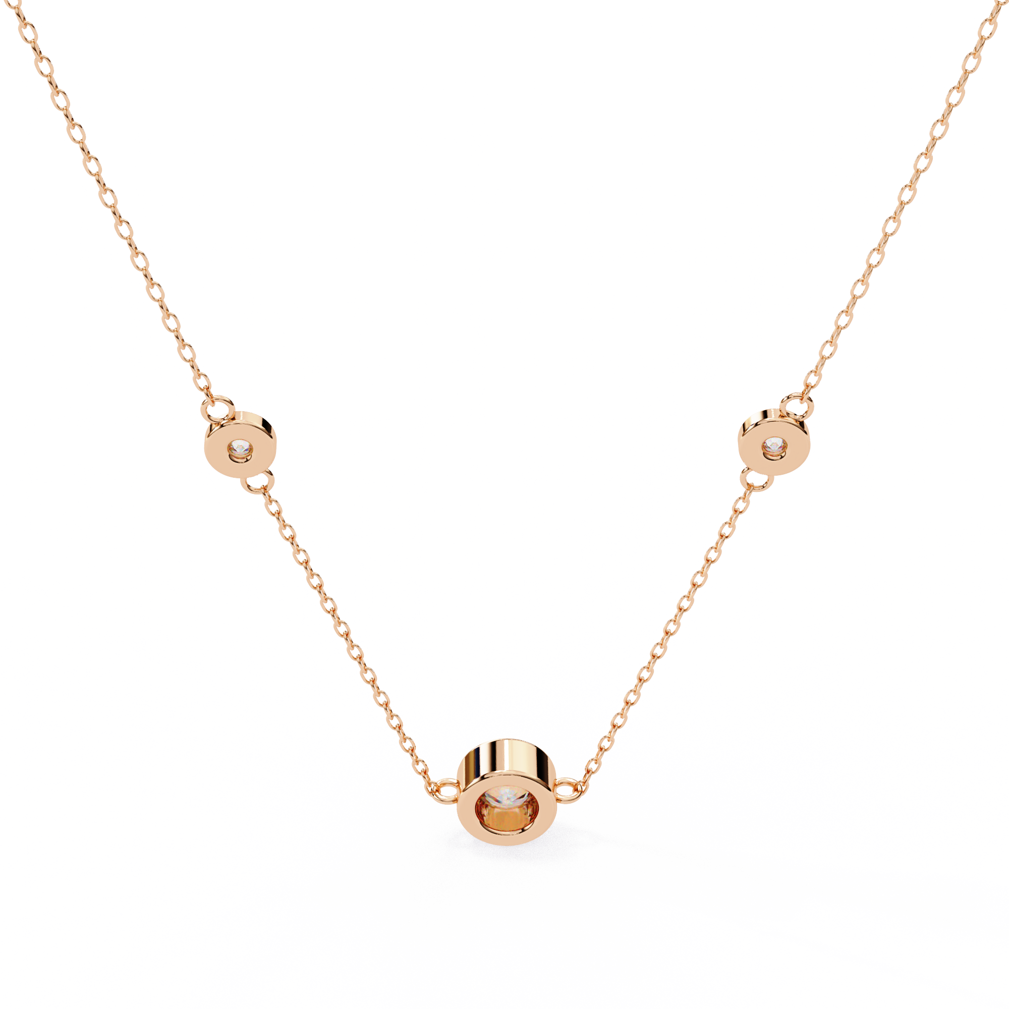 Round Shape 0.07ct EF/VS Lab-Grown Diamond Bezel-Set Pendant Necklace