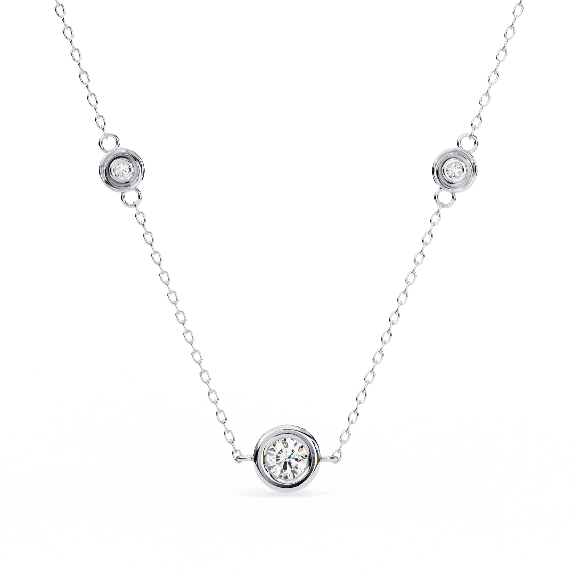Round Shape 0.07ct EF/VS Lab-Grown Diamond Bezel-Set Pendant Necklace