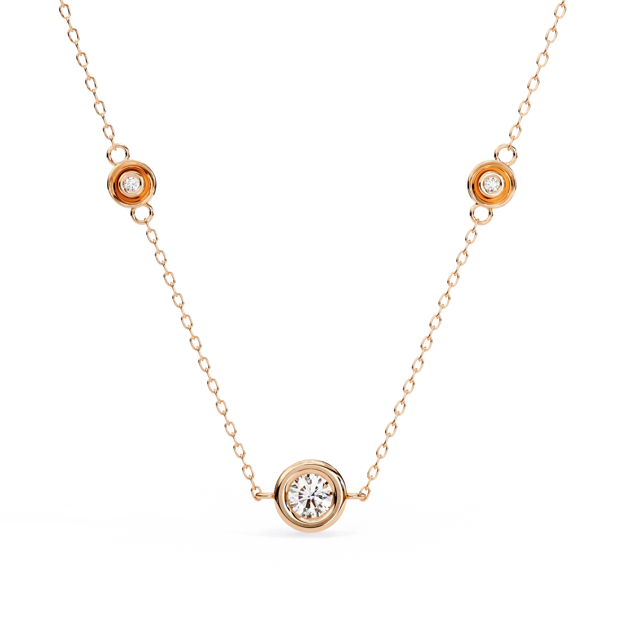 Round Shape 0.07ct EF/VS Lab-Grown Diamond Bezel-Set Pendant Necklace