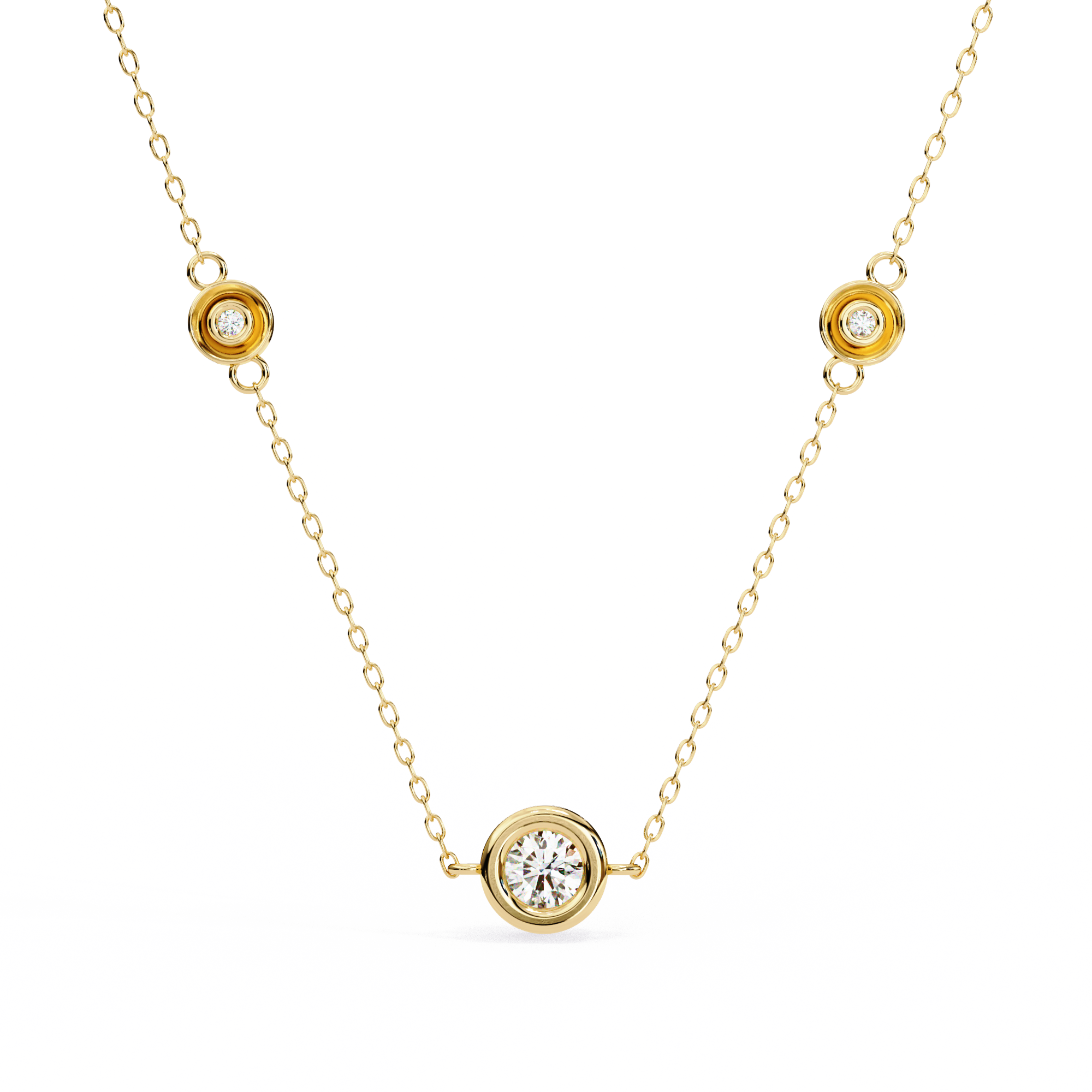 Round Shape 0.07ct EF/VS Lab-Grown Diamond Bezel-Set Pendant Necklace