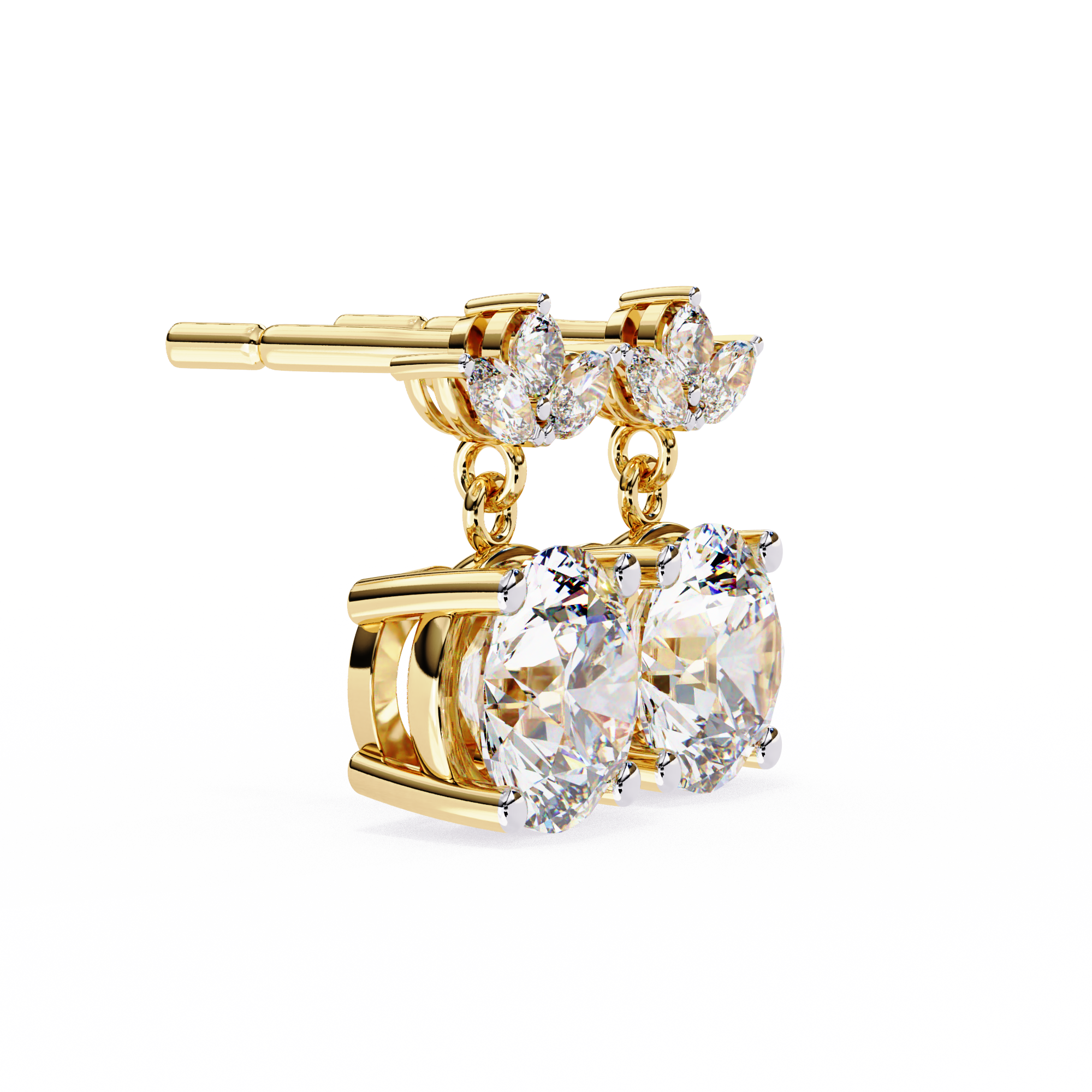 Eternal Cascade: 2.02 Carat Round & Marquise Lab Grown Diamond Dangle Earrings