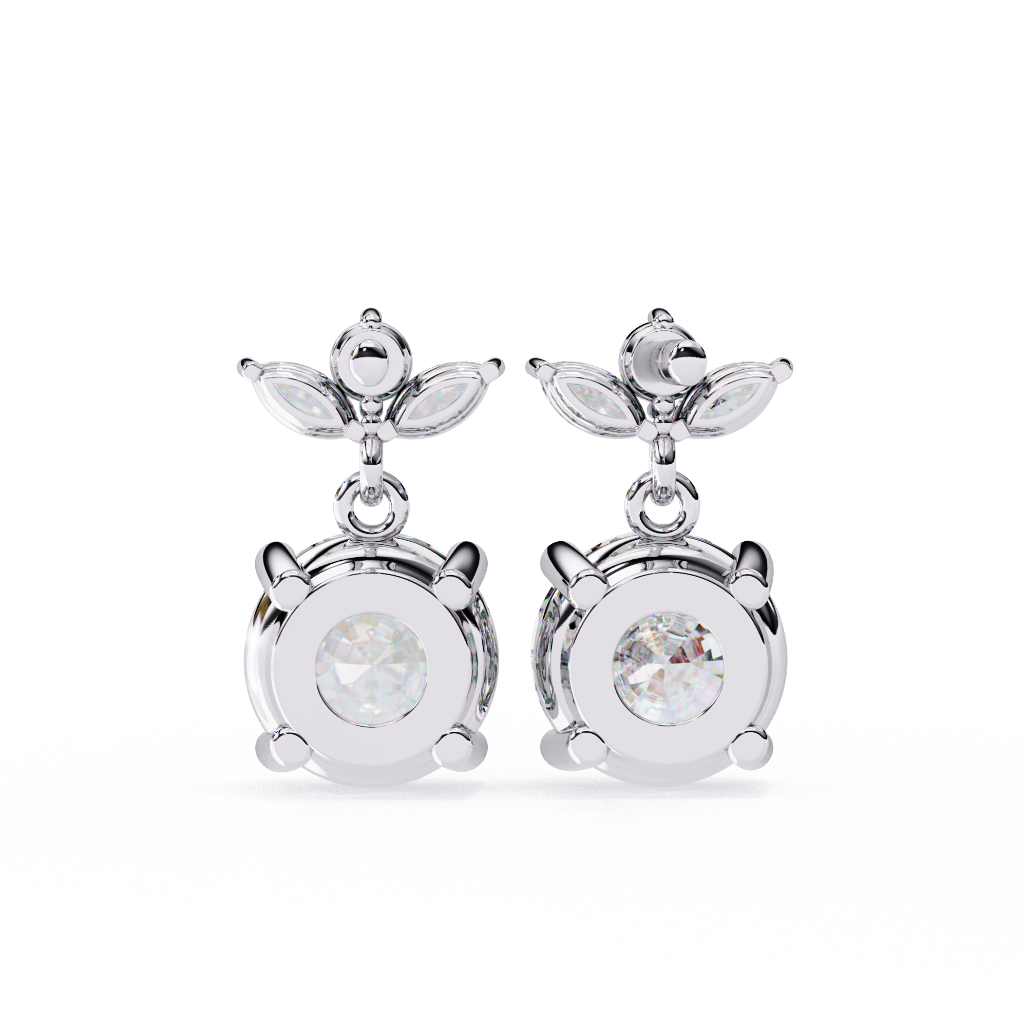 Eternal Cascade: 2.02 Carat Round & Marquise Lab Grown Diamond Dangle Earrings
