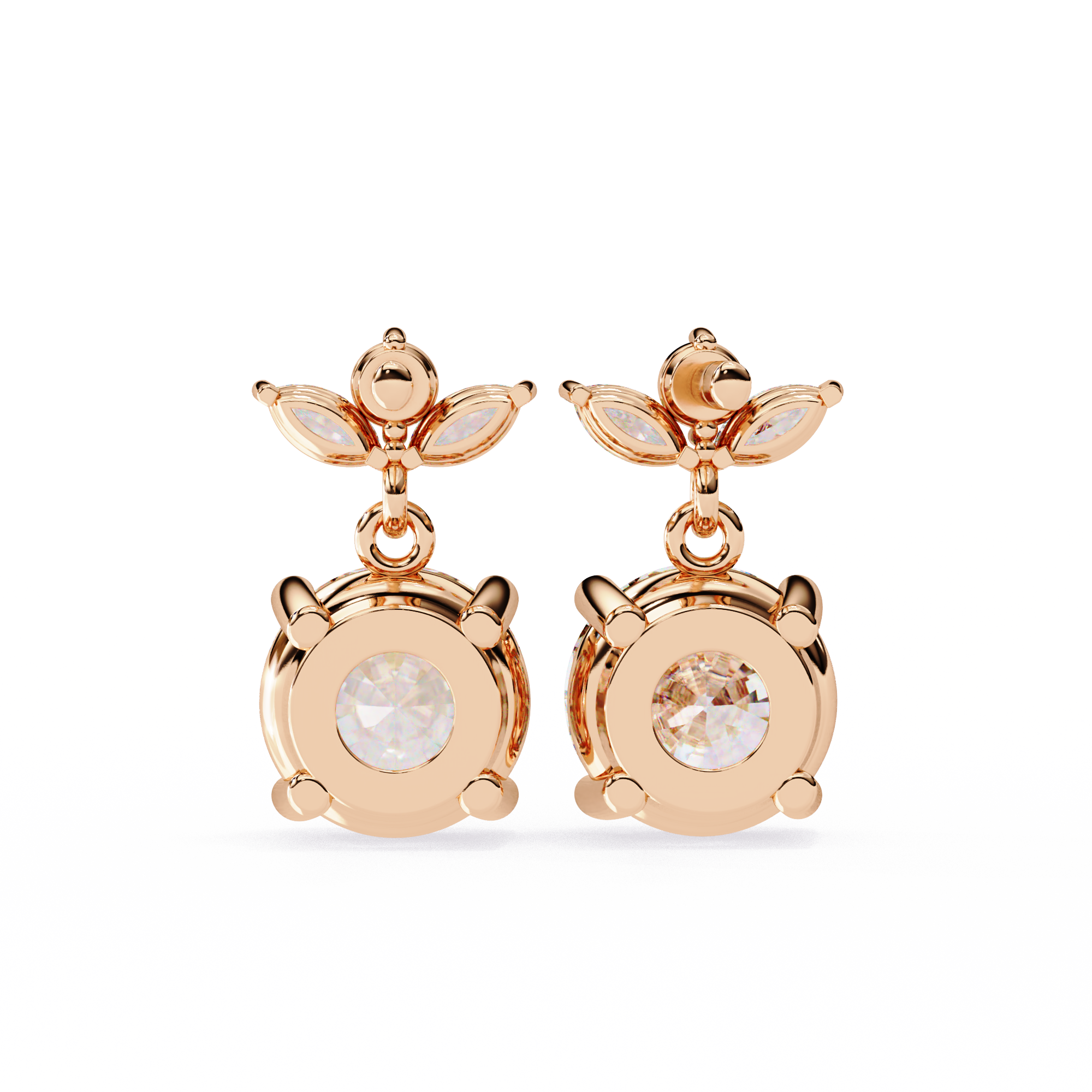Eternal Cascade: 2.02 Carat Round & Marquise Lab Grown Diamond Dangle Earrings