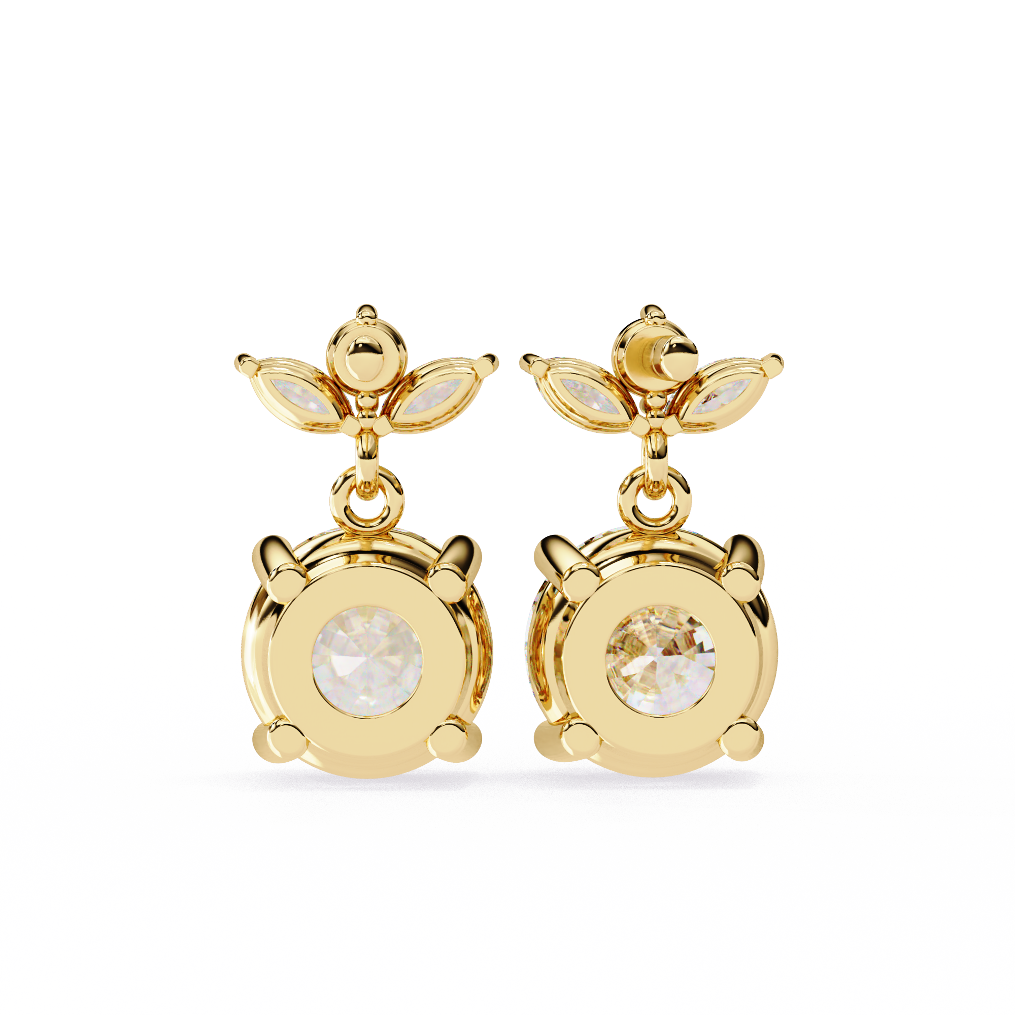 Eternal Cascade: 2.02 Carat Round & Marquise Lab Grown Diamond Dangle Earrings