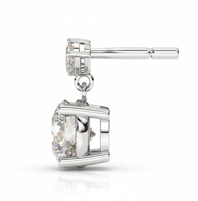 Eternal Cascade: 2.02 Carat Round & Marquise Lab Grown Diamond Dangle Earrings
