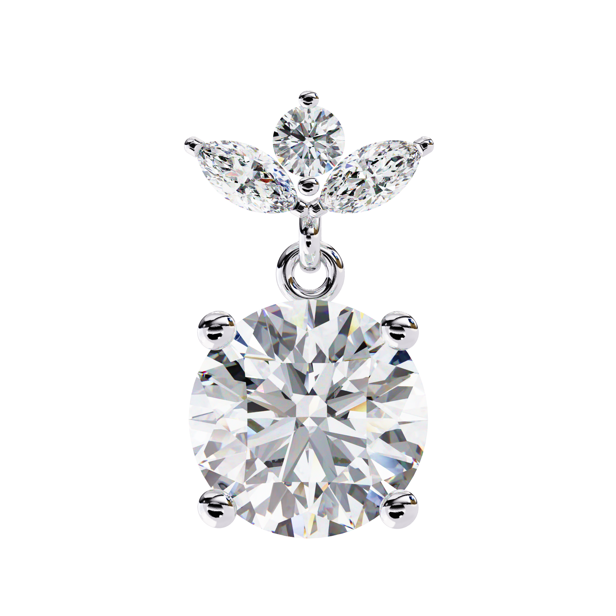 Eternal Cascade: 2.02 Carat Round & Marquise Lab Grown Diamond Dangle Earrings
