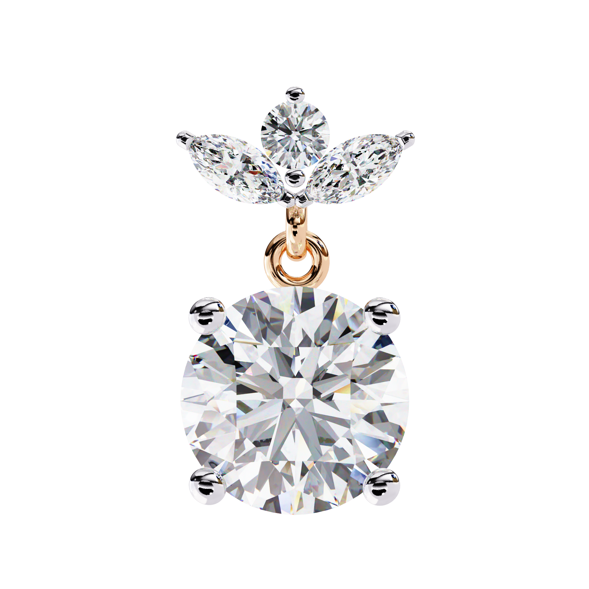 Eternal Cascade: 2.02 Carat Round & Marquise Lab Grown Diamond Dangle Earrings