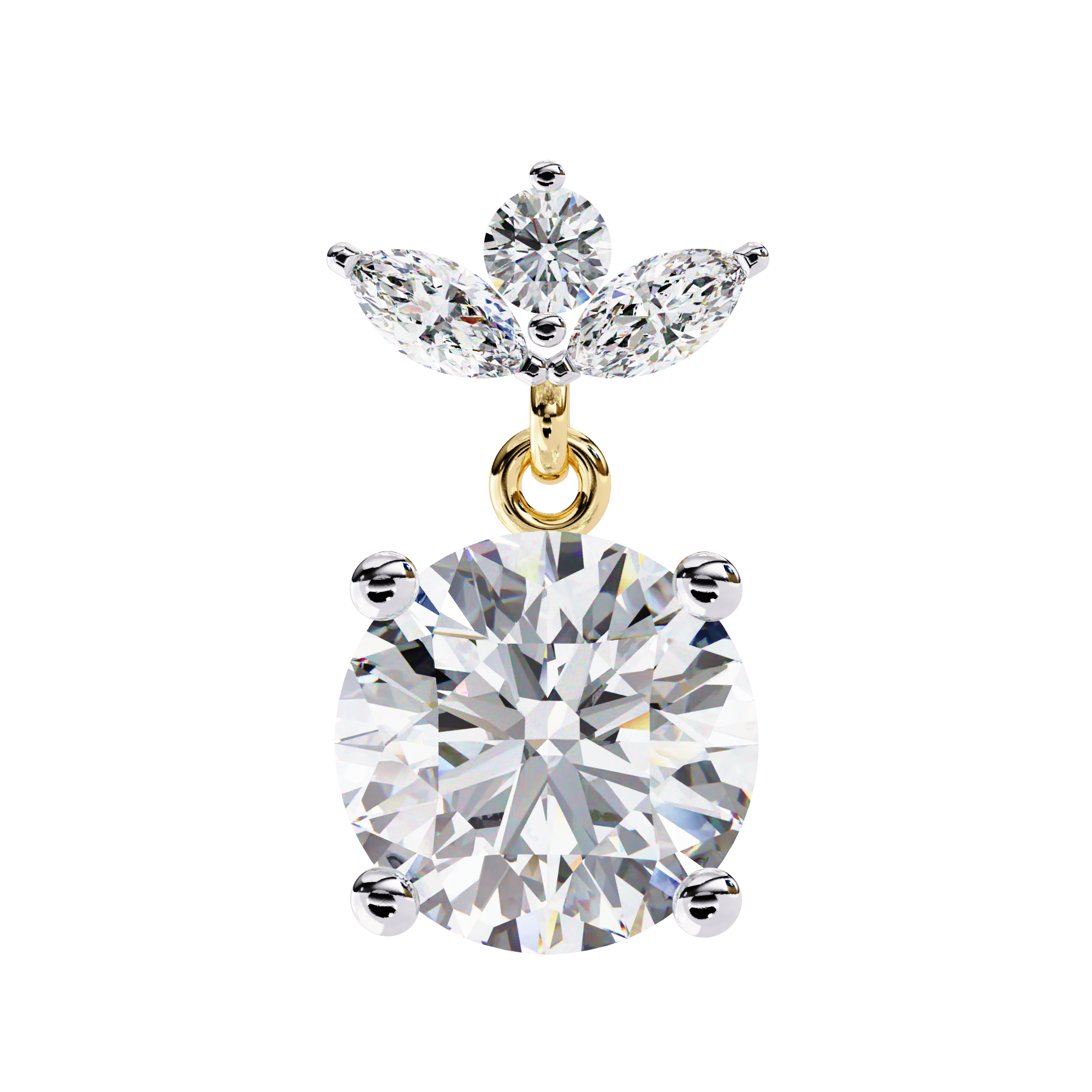 Eternal Cascade: 2.02 Carat Round & Marquise Lab Grown Diamond Dangle Earrings