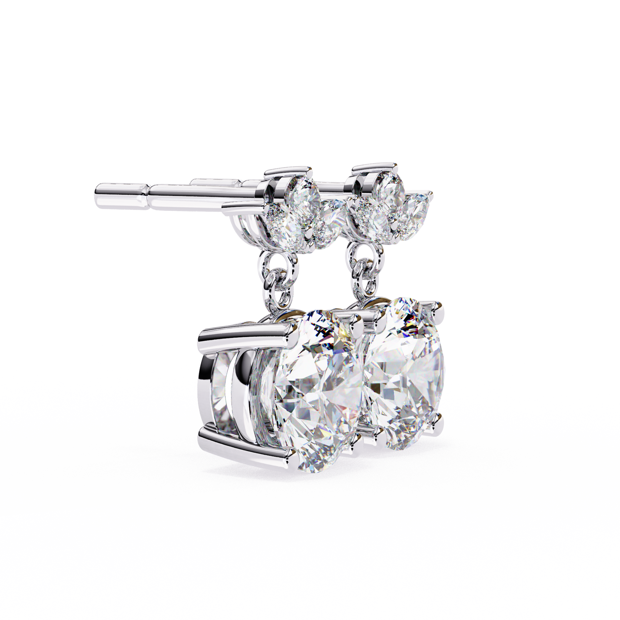 Eternal Cascade: 2.02 Carat Round & Marquise Lab Grown Diamond Dangle Earrings