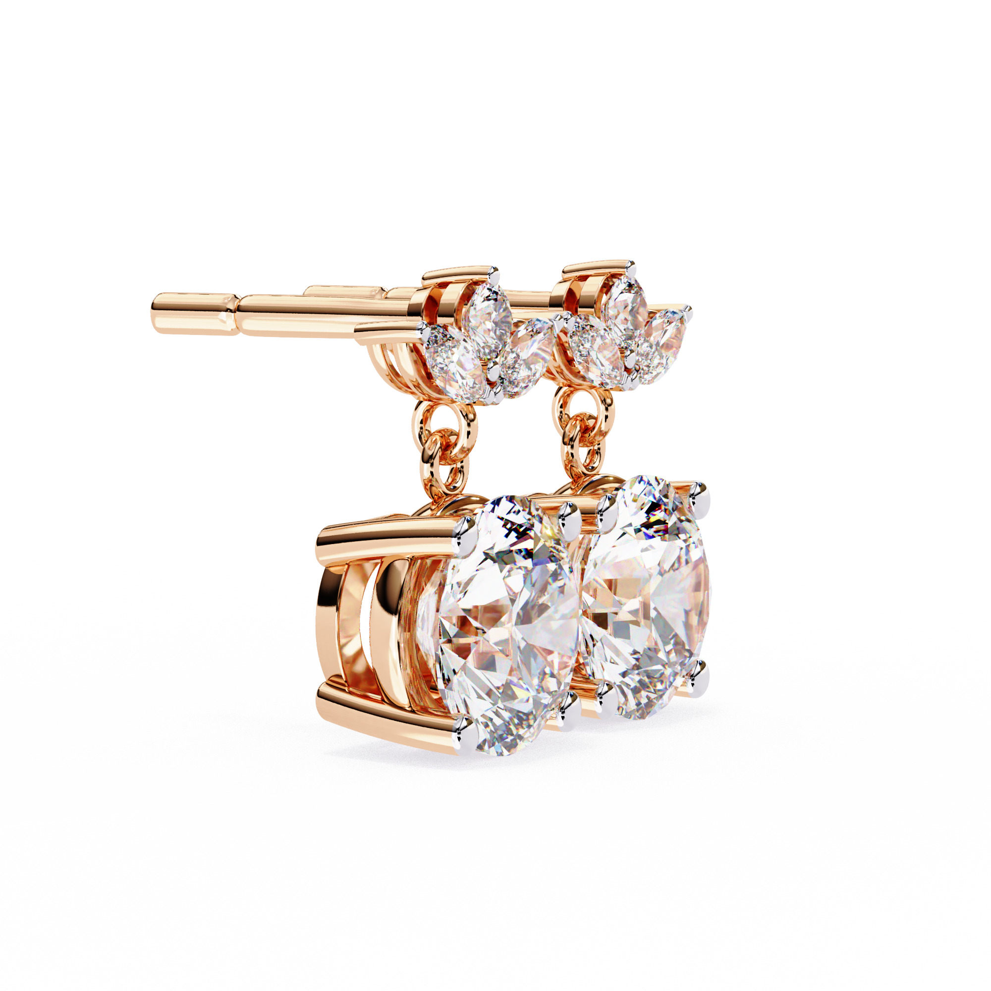 Eternal Cascade: 2.02 Carat Round & Marquise Lab Grown Diamond Dangle Earrings