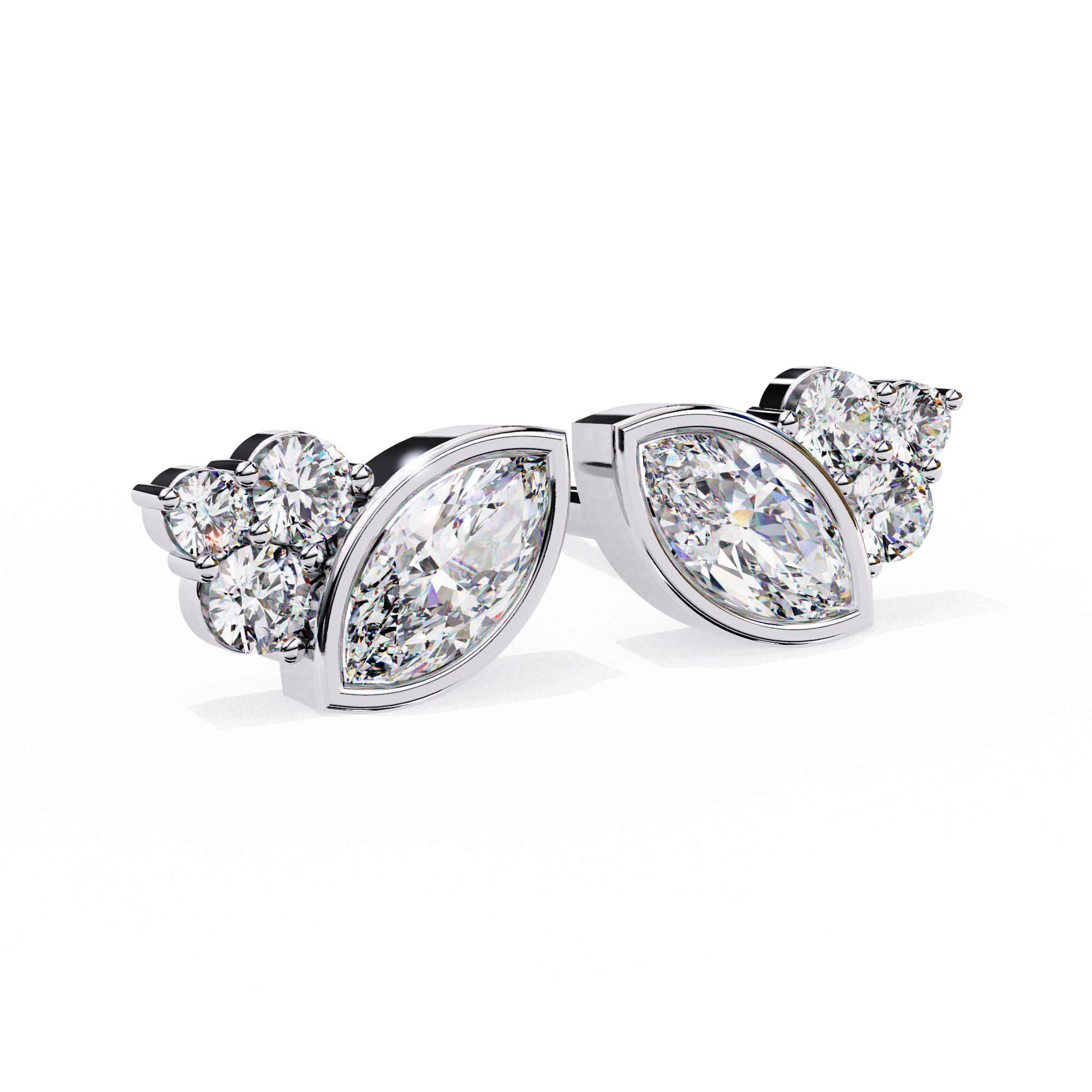 Pure Radiance 0.47 Carat Round and Marquise EF/VS Lab Grown Diamond Stud Earrings