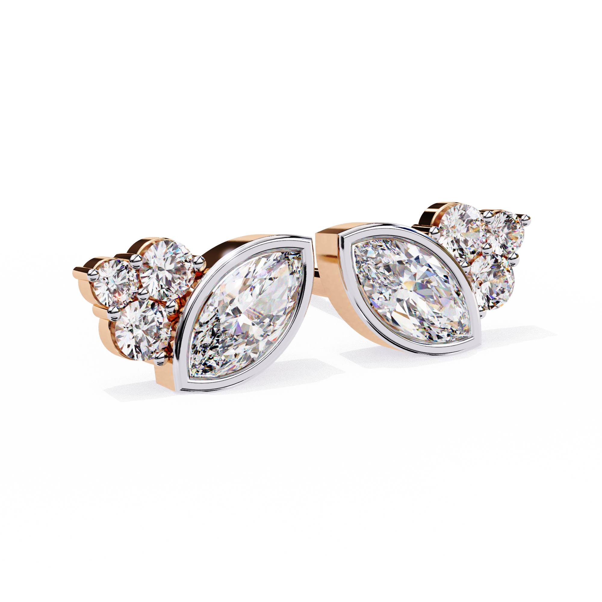 Pure Radiance 0.47 Carat Round and Marquise EF/VS Lab Grown Diamond Stud Earrings
