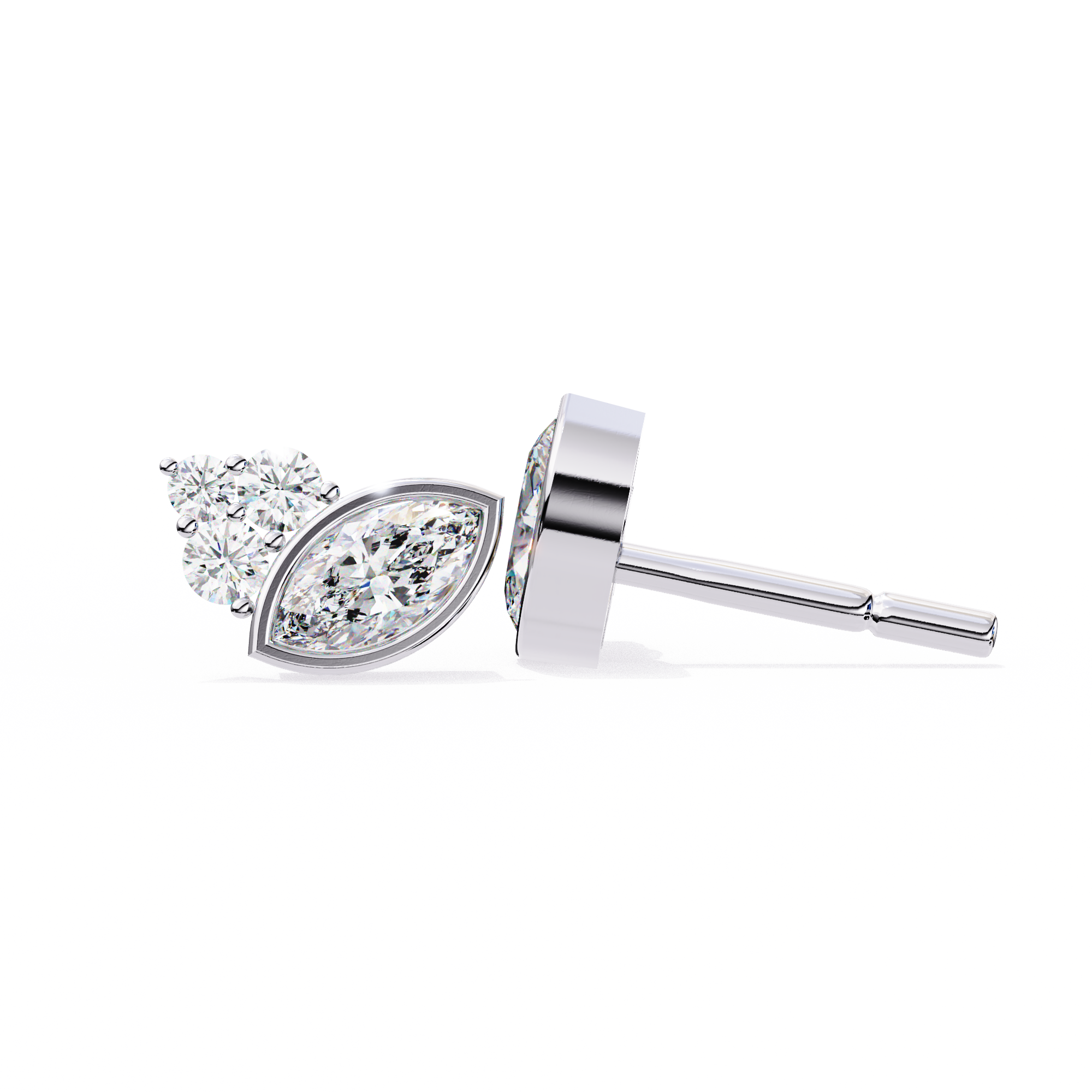 Pure Radiance 0.47 Carat Round and Marquise EF/VS Lab Grown Diamond Stud Earrings